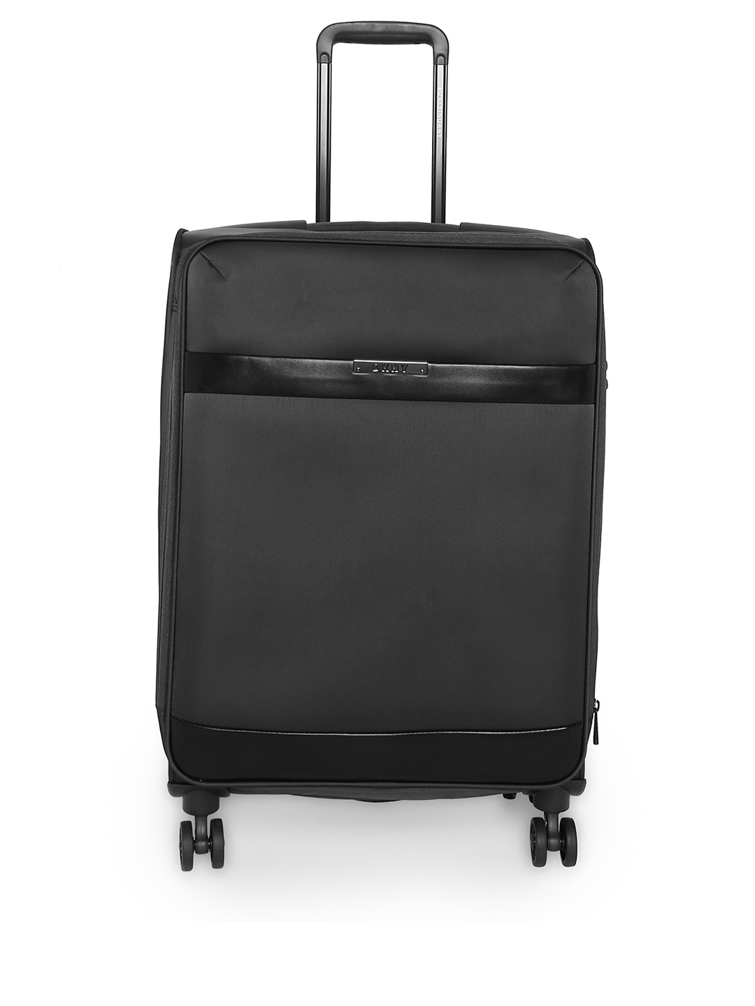 

DKNY Black Solid Mens Ace Soft-Sided Cabin Trolley Suitcase
