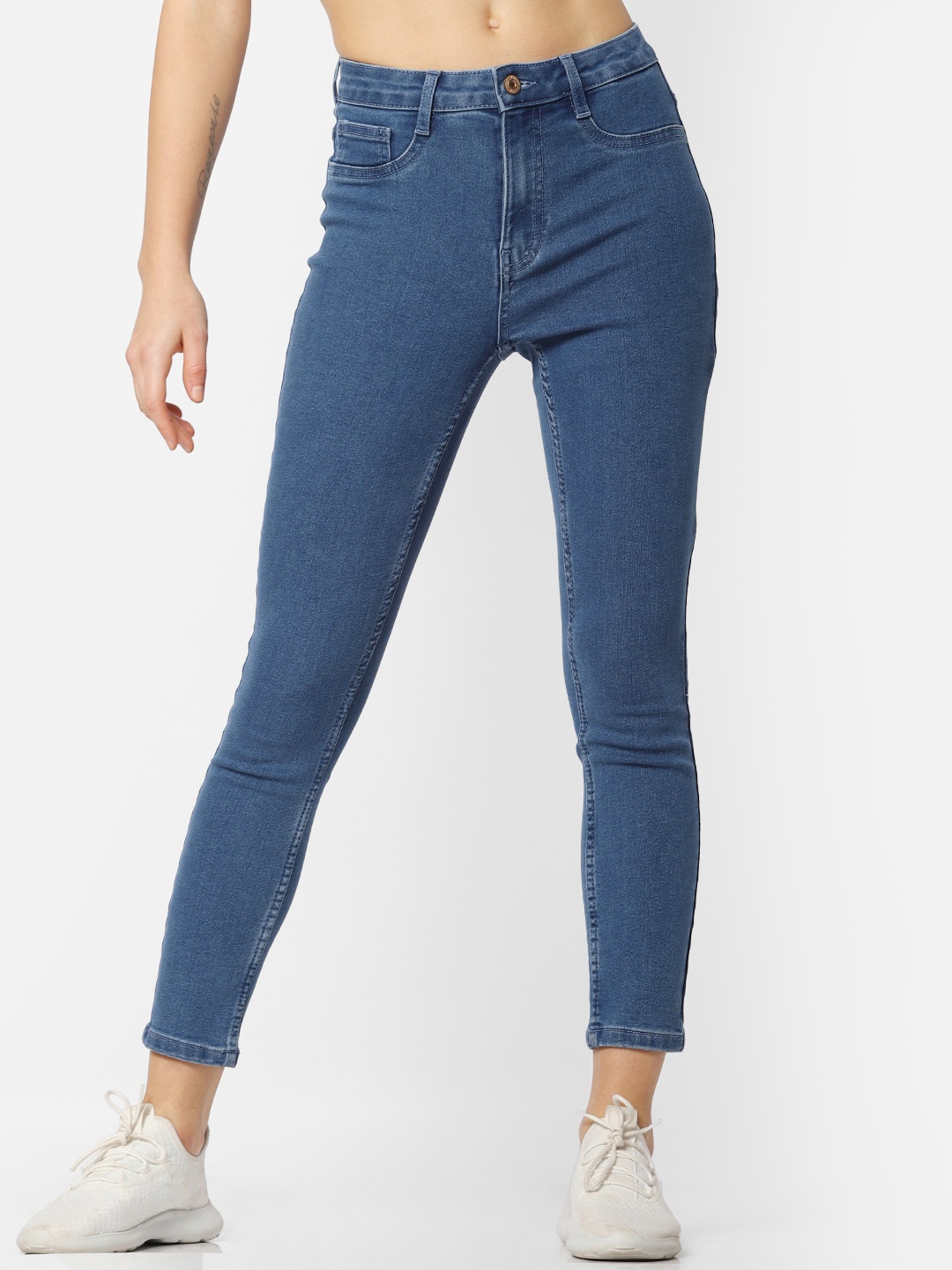 

ONLY Women Blue Skinny Fit High-Rise Clean Look Cropped Jeans