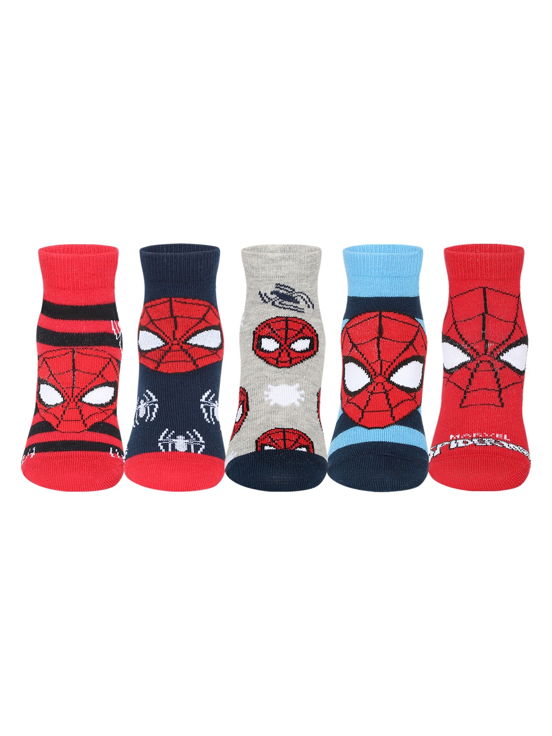 

Supersox Unisex Pack of 5 Ankle-Length Spiderman Socks, Multi