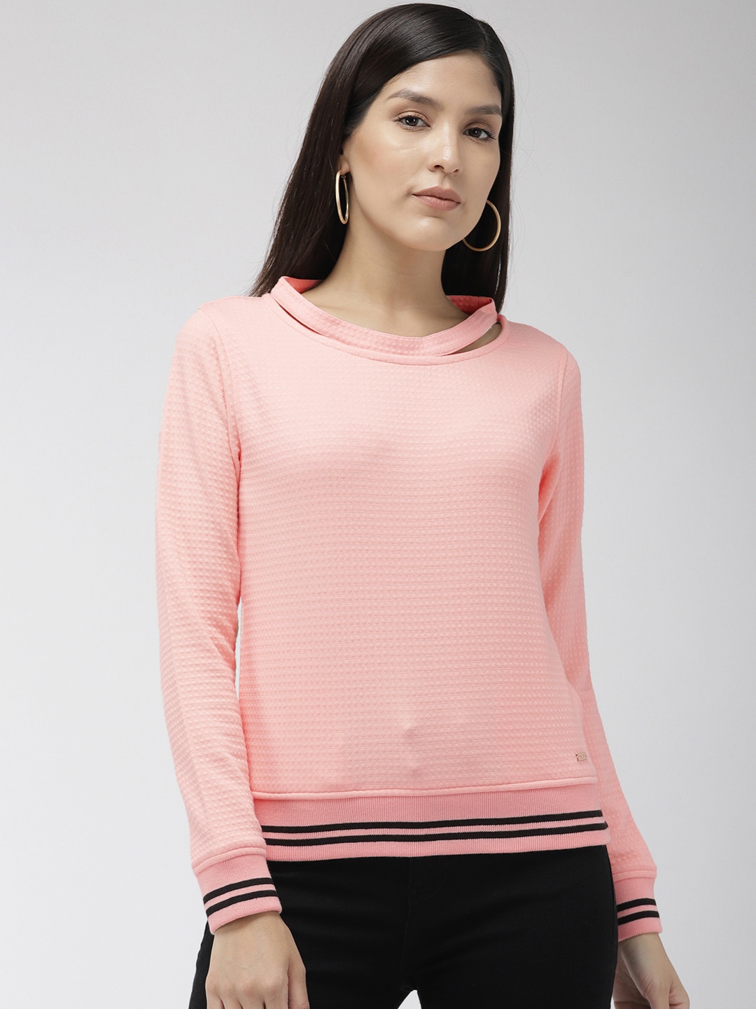 

Park Avenue Women Pink Self Design Sweatshirt