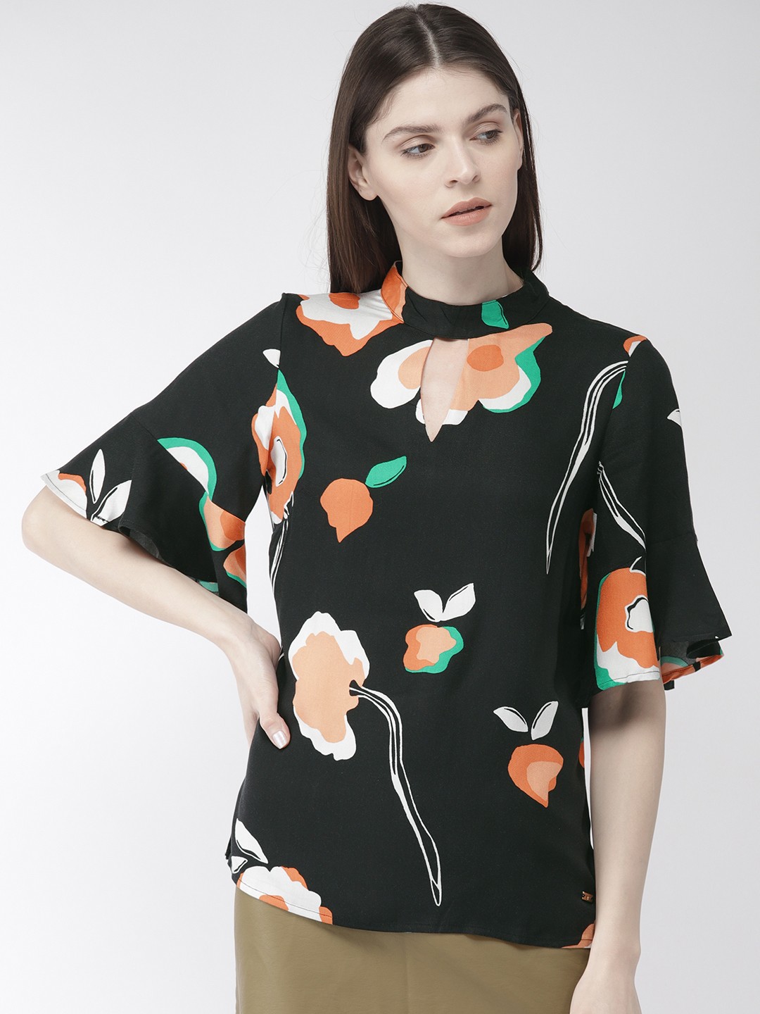 

Park Avenue Women Black & Green Printed Regular Top