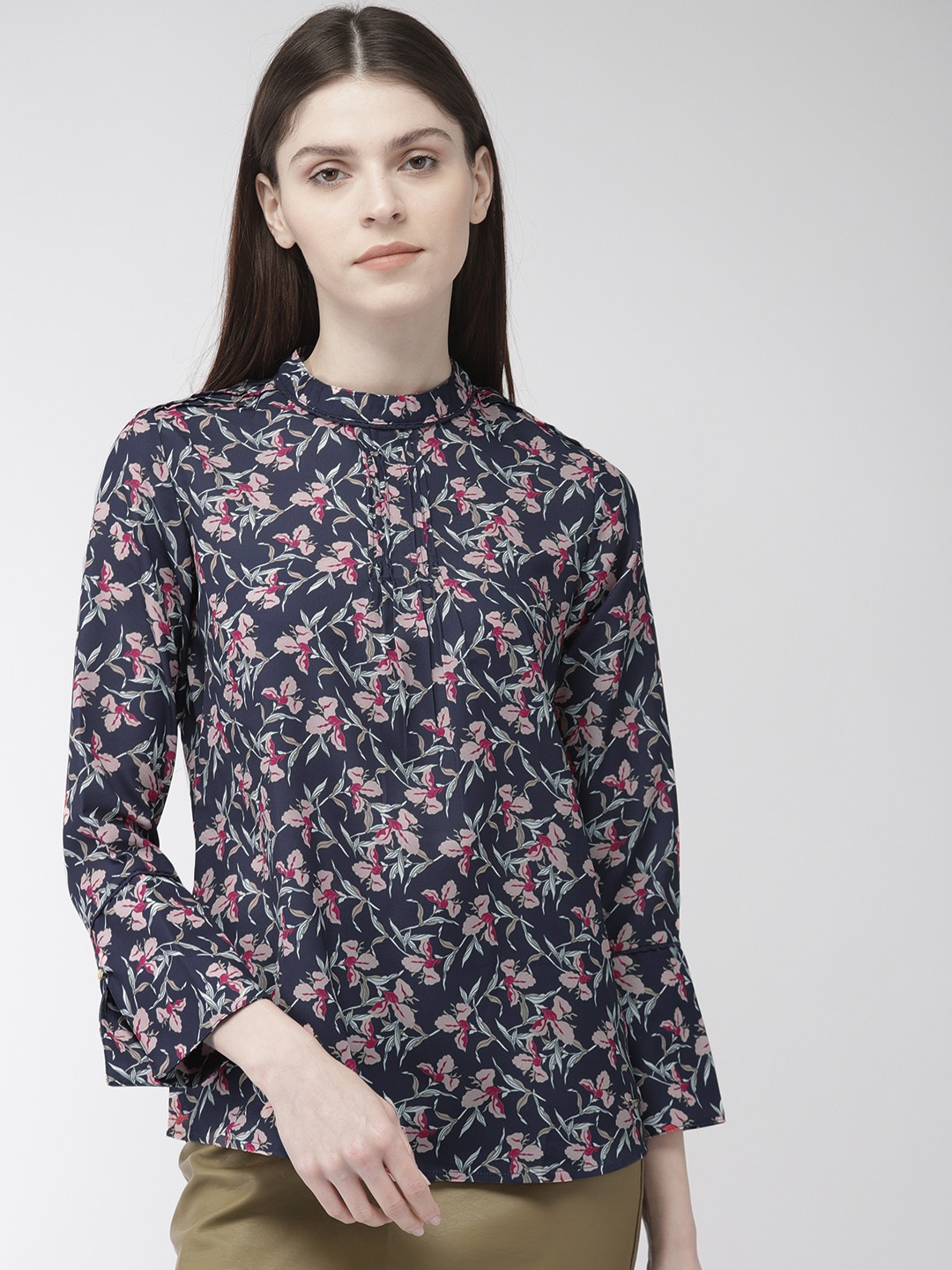 

Park Avenue Women Navy Blue & Pink Printed Regular Top