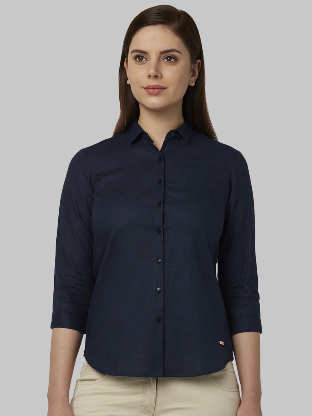 

Park Avenue Women Navy Blue Slim Fit Solid Casual Shirt