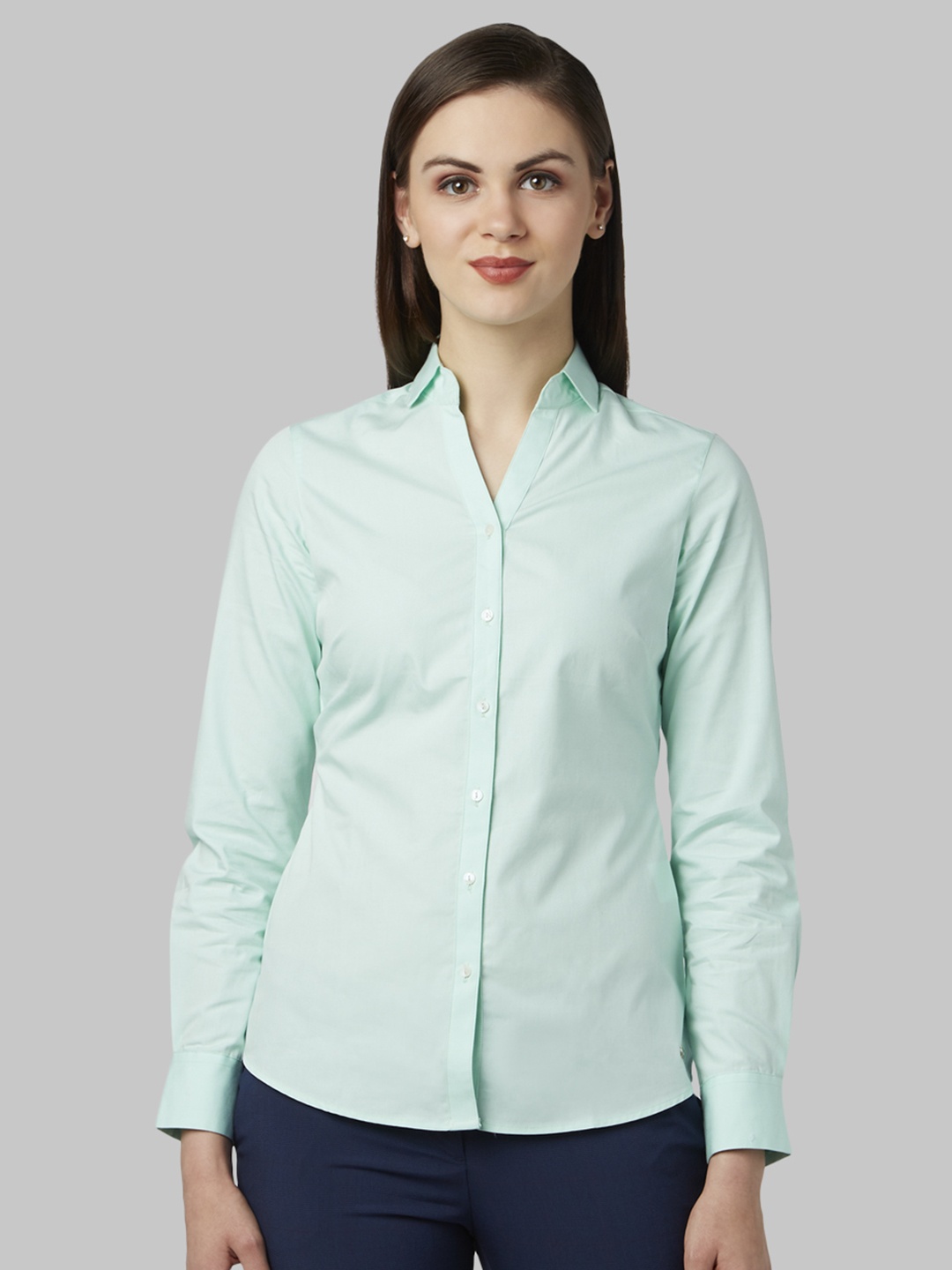 

Park Avenue Women Green Slim Fit Solid Casual Shirt