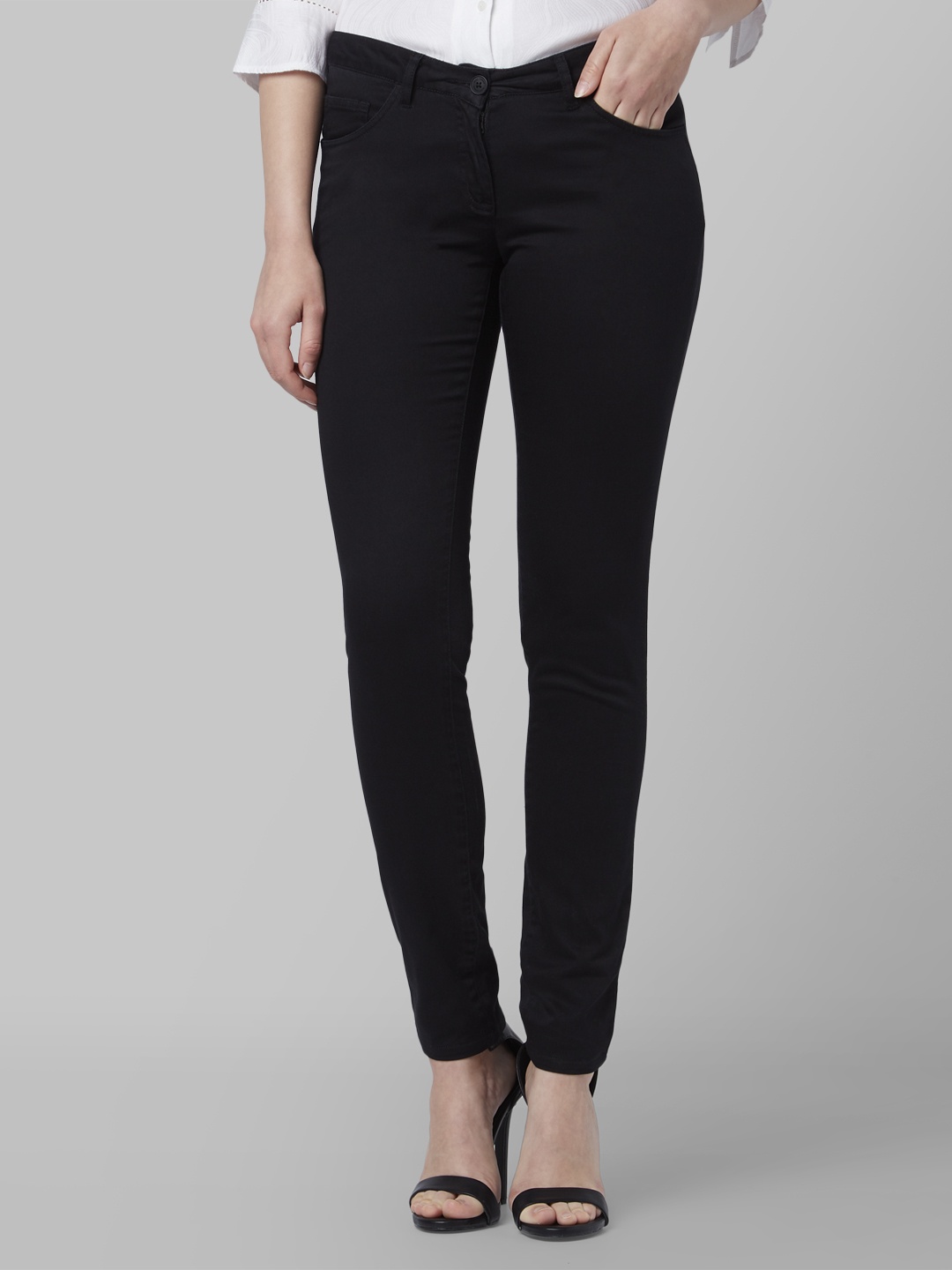 

Park Avenue Women Black Slim Fit Solid Regular Trousers