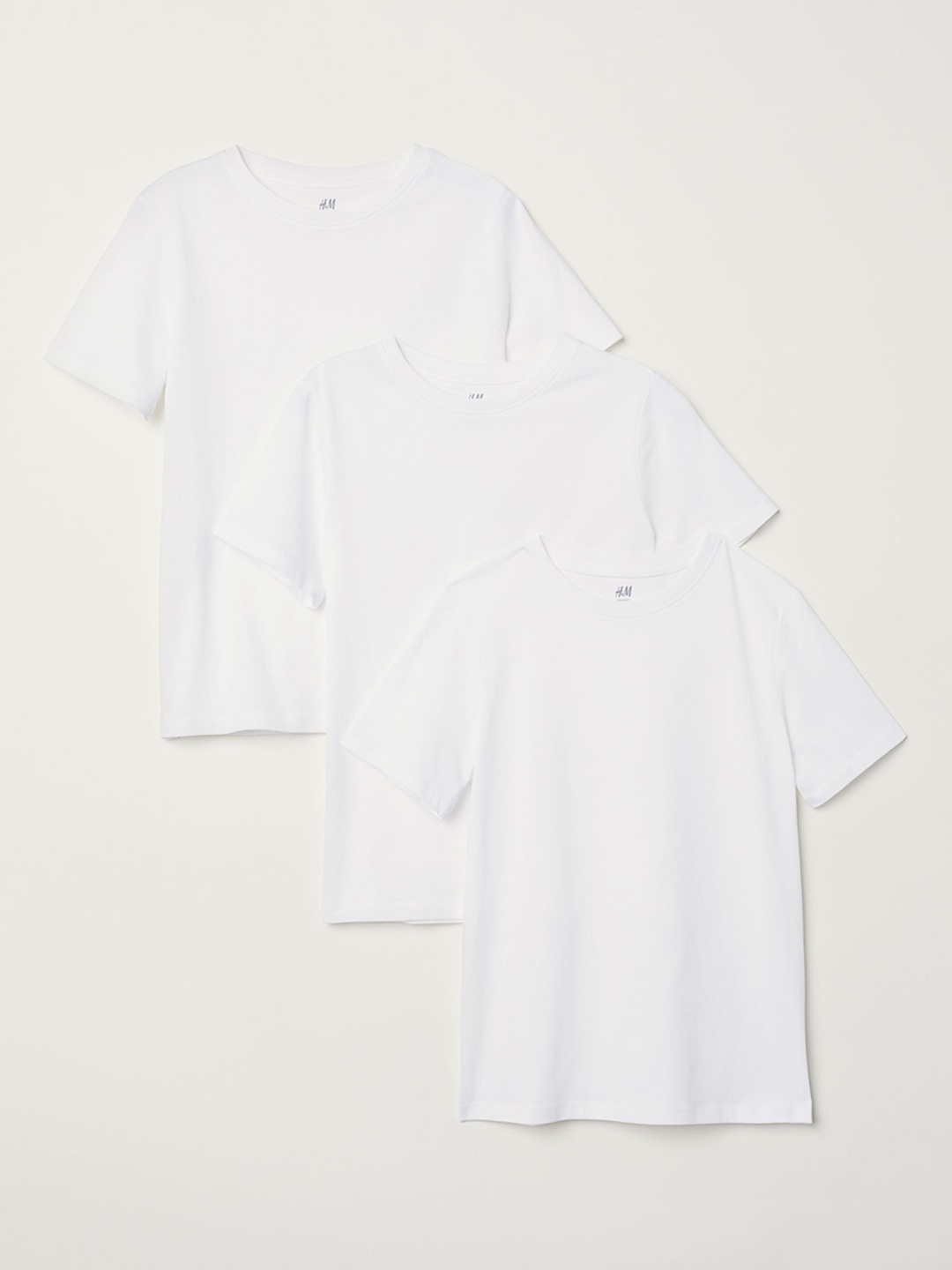 

HM Boys White Solid 3-Pack Pure Cotton T-shirts