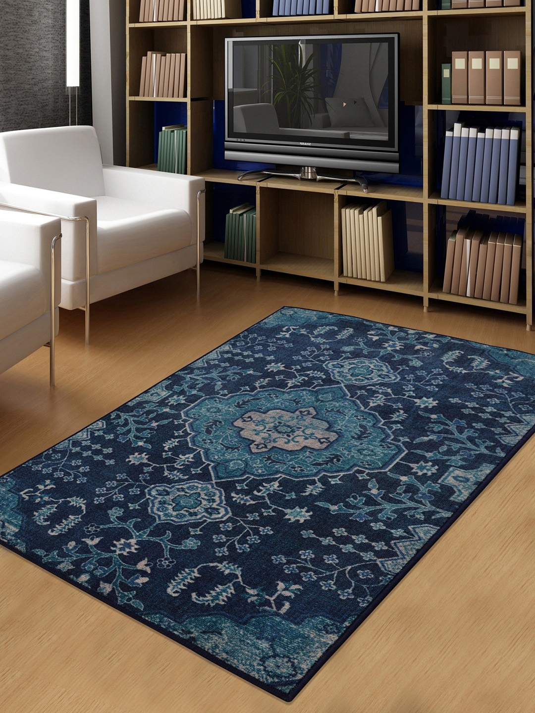 

RUGSMITH Blue Printed Anti-Skid Carpets