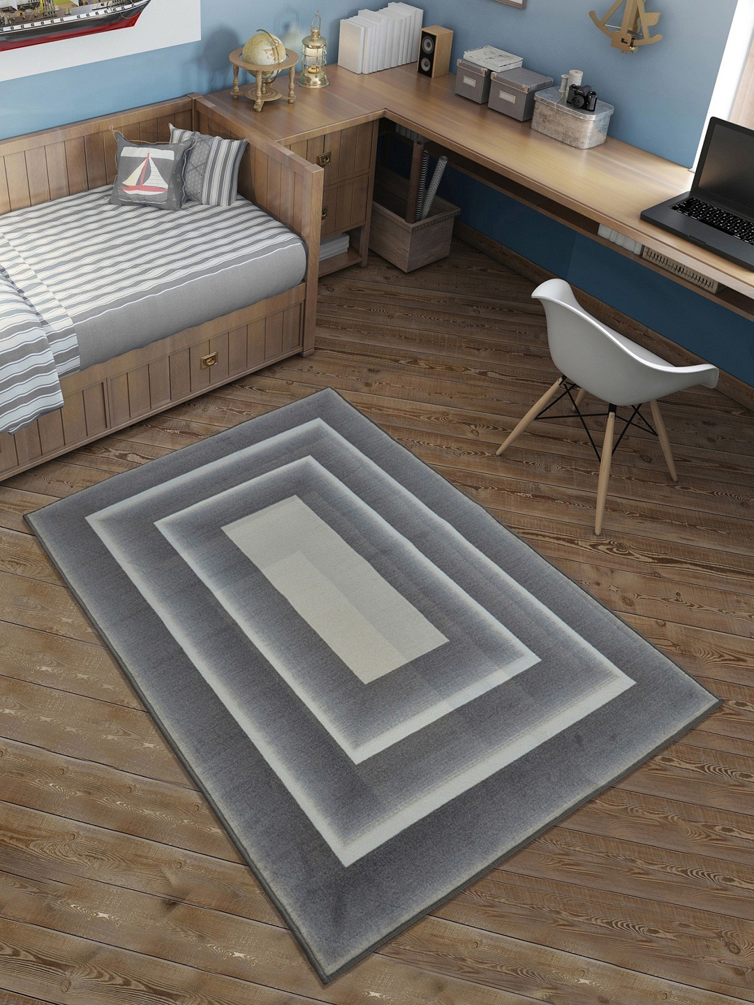 

RUGSMITH Green & Grey Printed Rectangular Anti-Skid Carpets