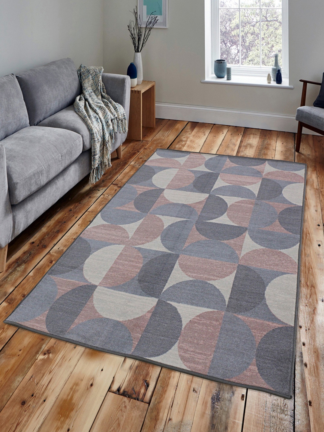 

RUGSMITH Pink Printed Anti-Skid Carpets