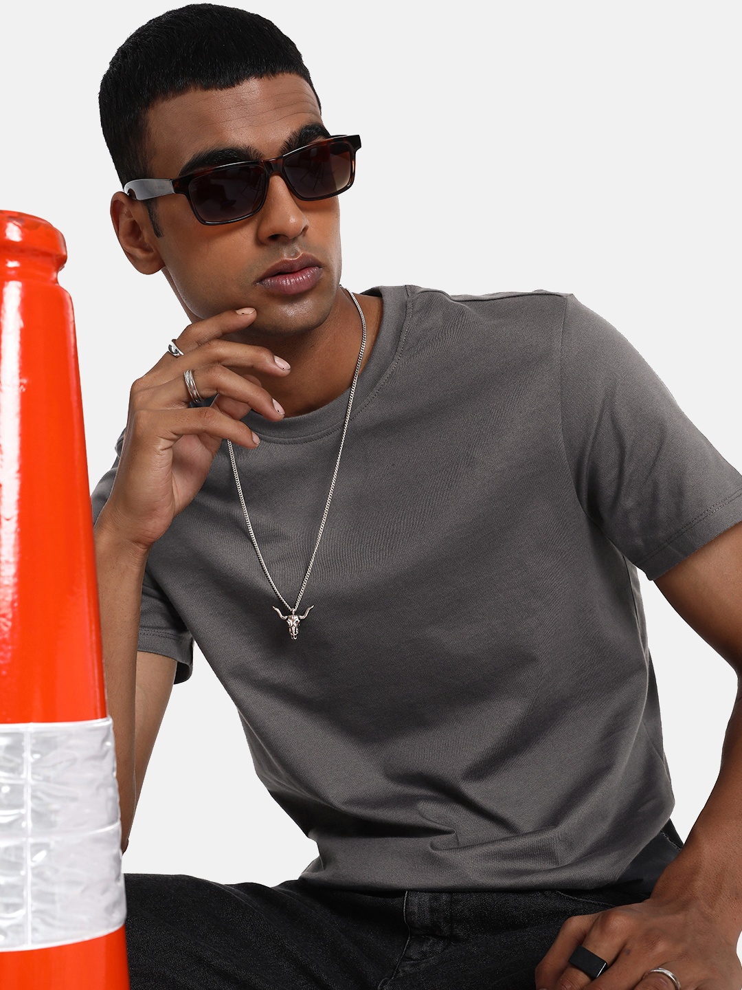 

The Roadster Lifestyle Co. Pure Cotton T-shirt, Charcoal