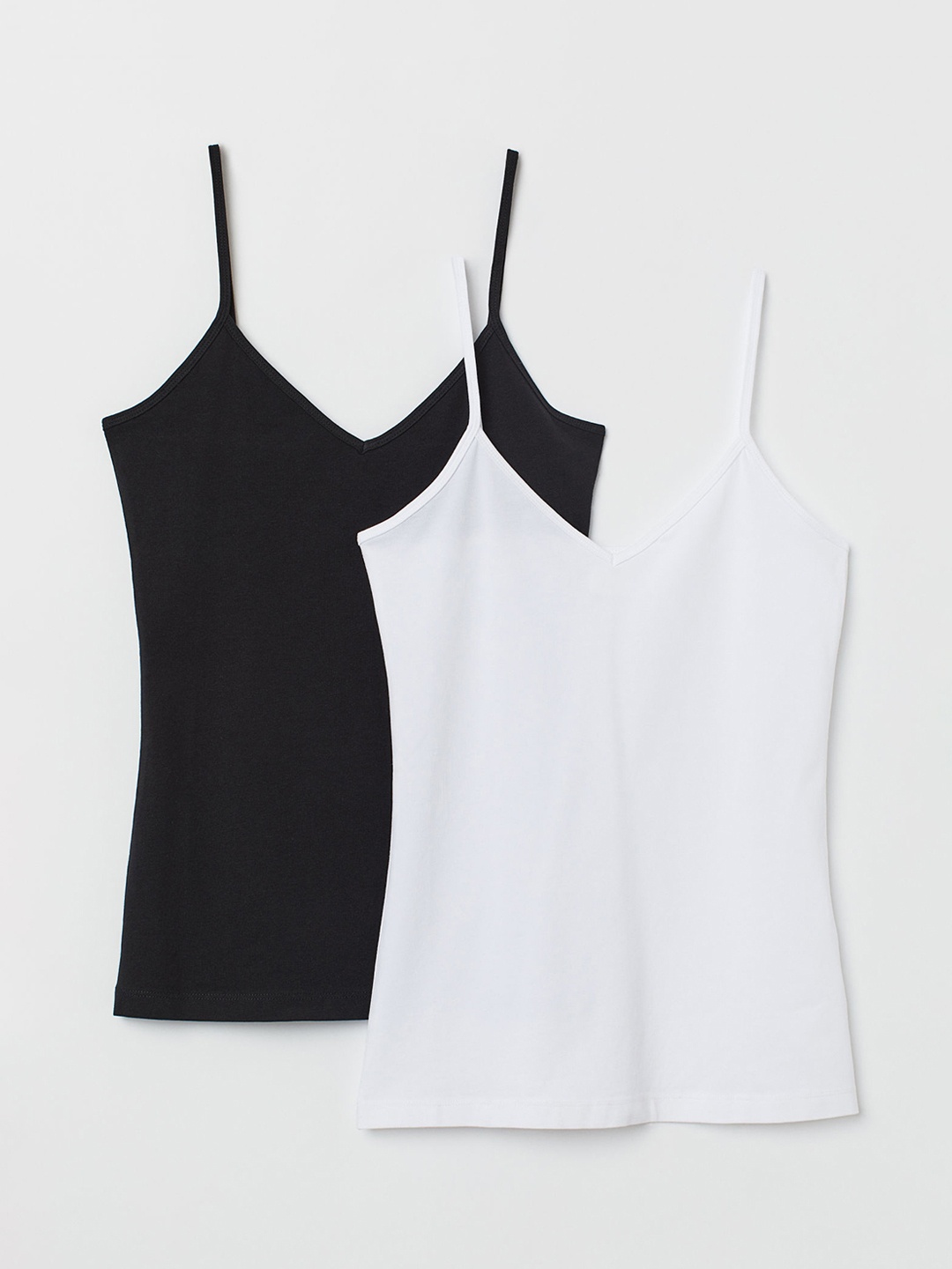 

H&M Women 2-Pack White & Black Solid Jersey Strappy Sustainable Top