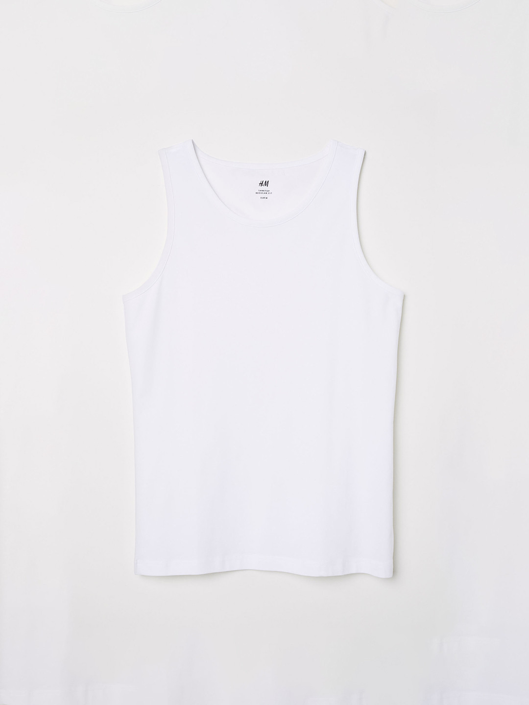 

H&M Men White Solid Cotton Jersey Vest T-shirt