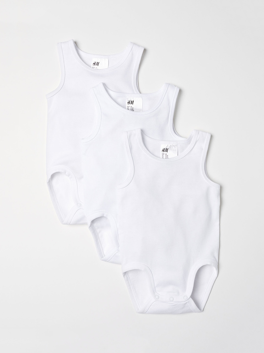 

H&M Kids Boys White Solid 3-Pack Sustainable Bodysuits