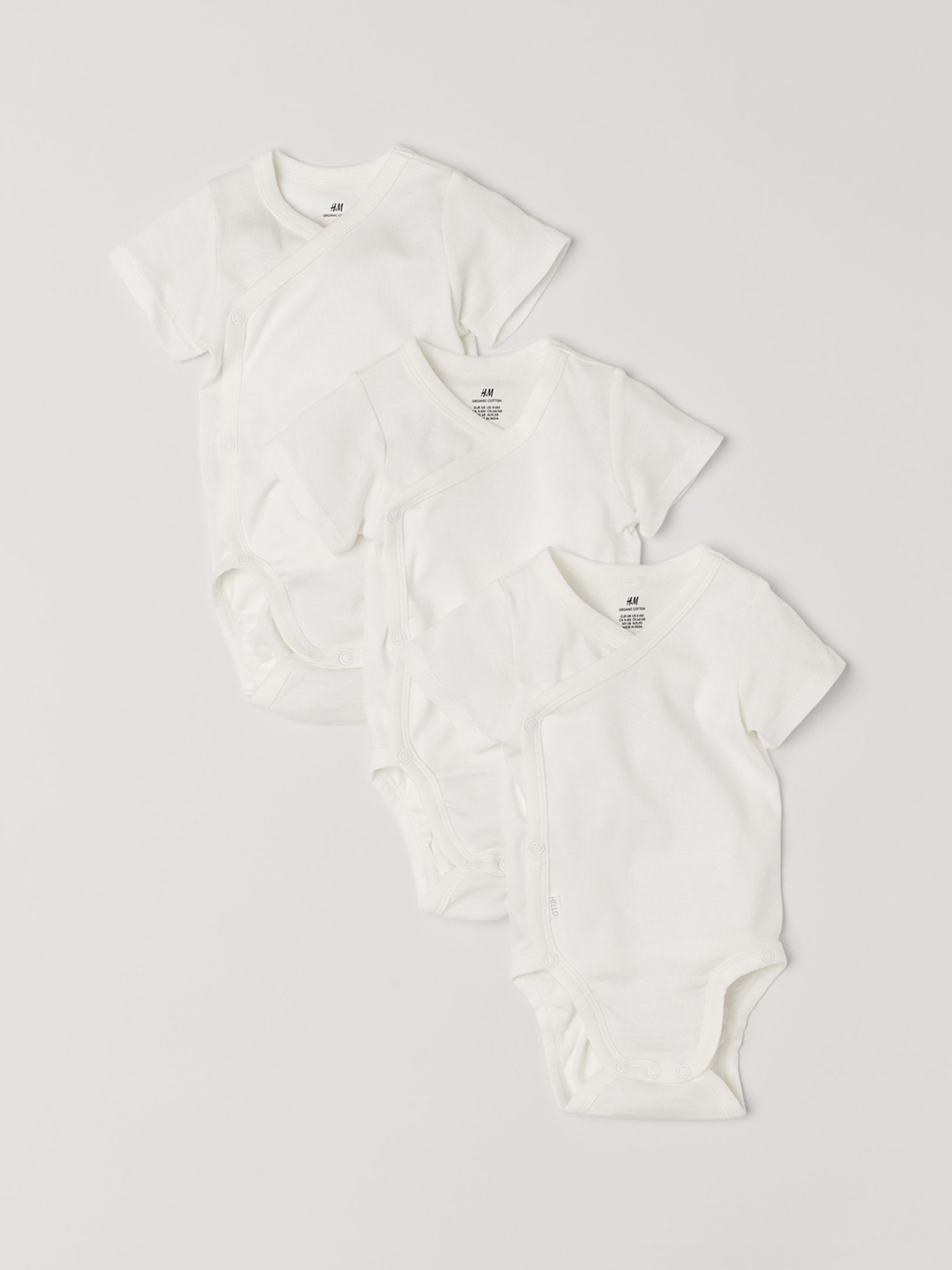 

H&M Kids 3-pack Wrapover Sustainable Bodysuits, White