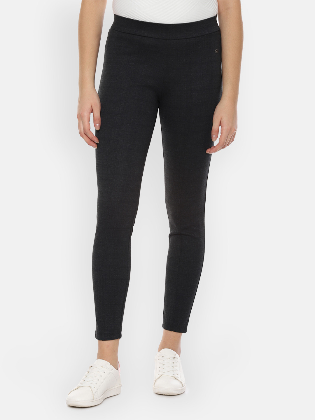 

Allen Solly Woman Black Skinny Fit Checked Joggers