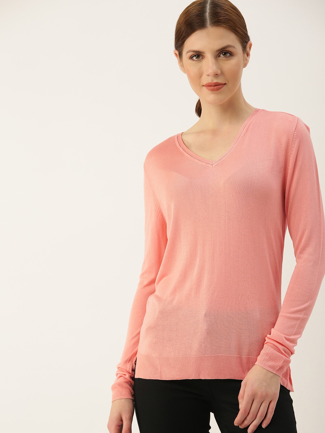 

Allen Solly Woman Women Peach-Coloured Solid Regular Top