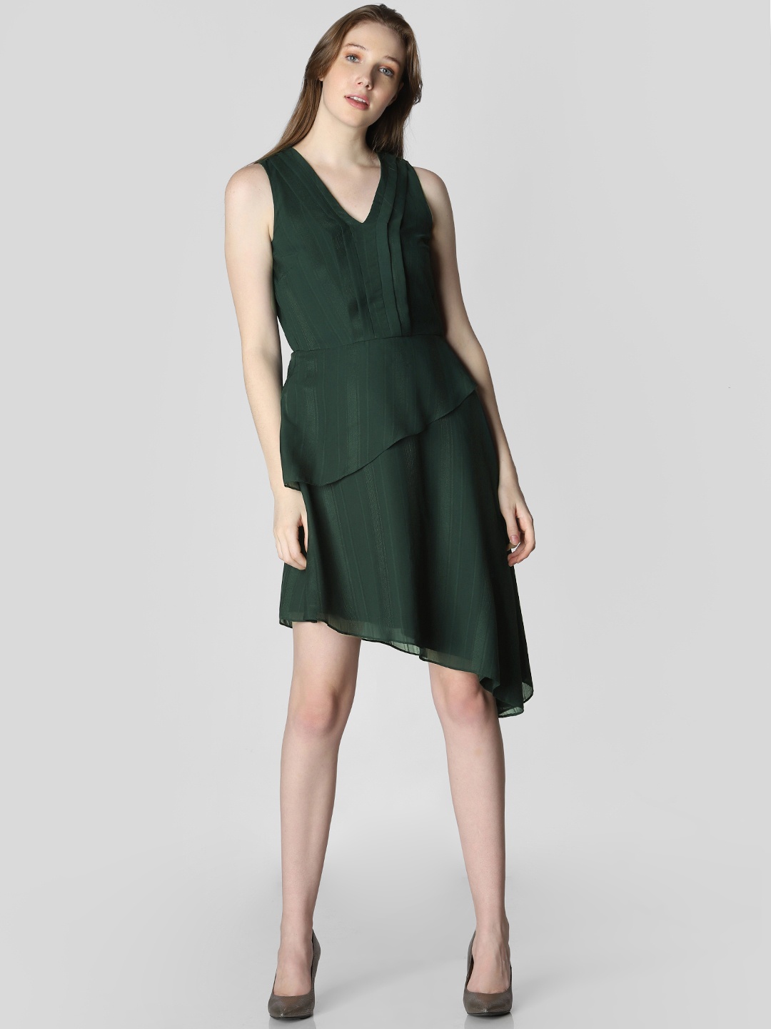 

Vero Moda Women Self Design Green Fit and Flare Dress