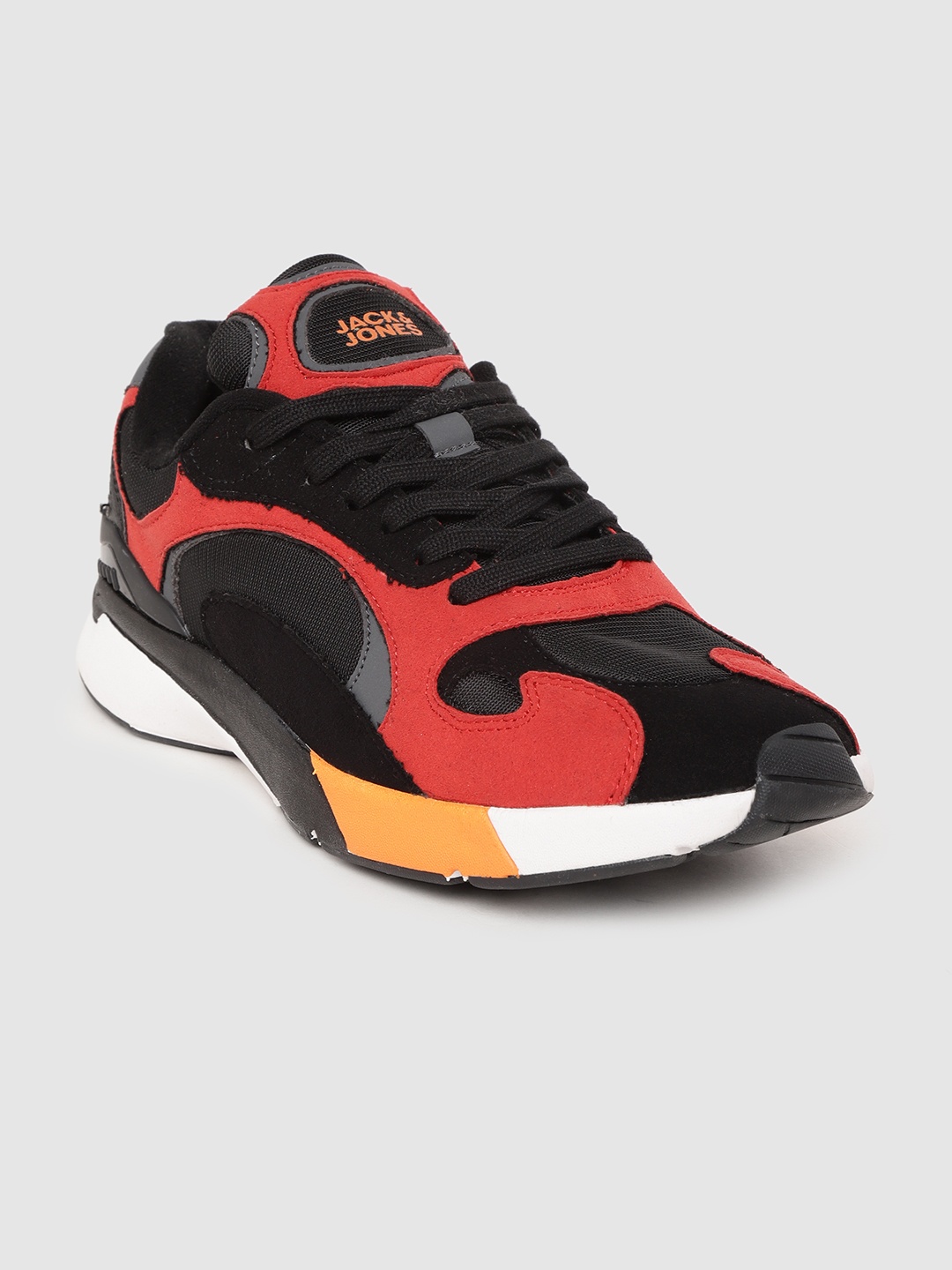 

Jack & Jones Men Red & Black Colourblocked Sneakers