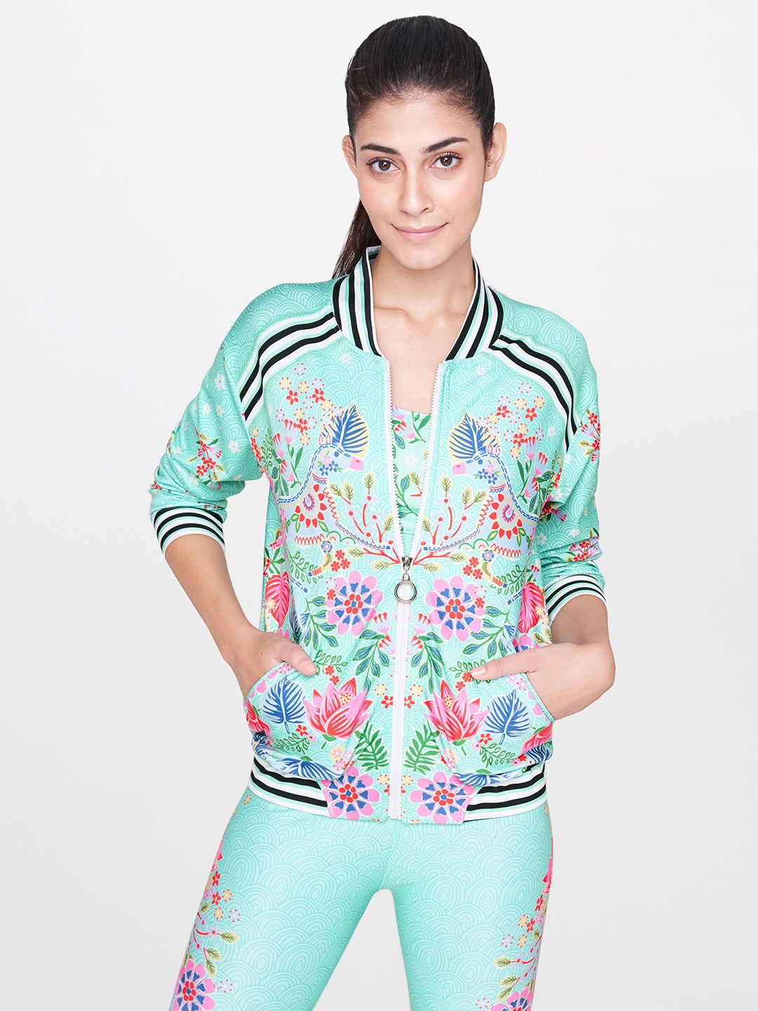 

AND Women Multicoloured Floral Printed Bomber, Multi