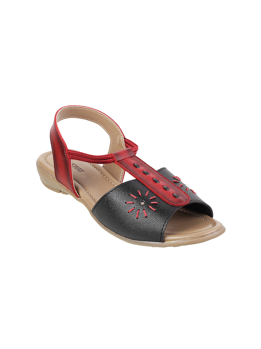 

WALKWAY by Metro Women Black Textured Open Toe Flats