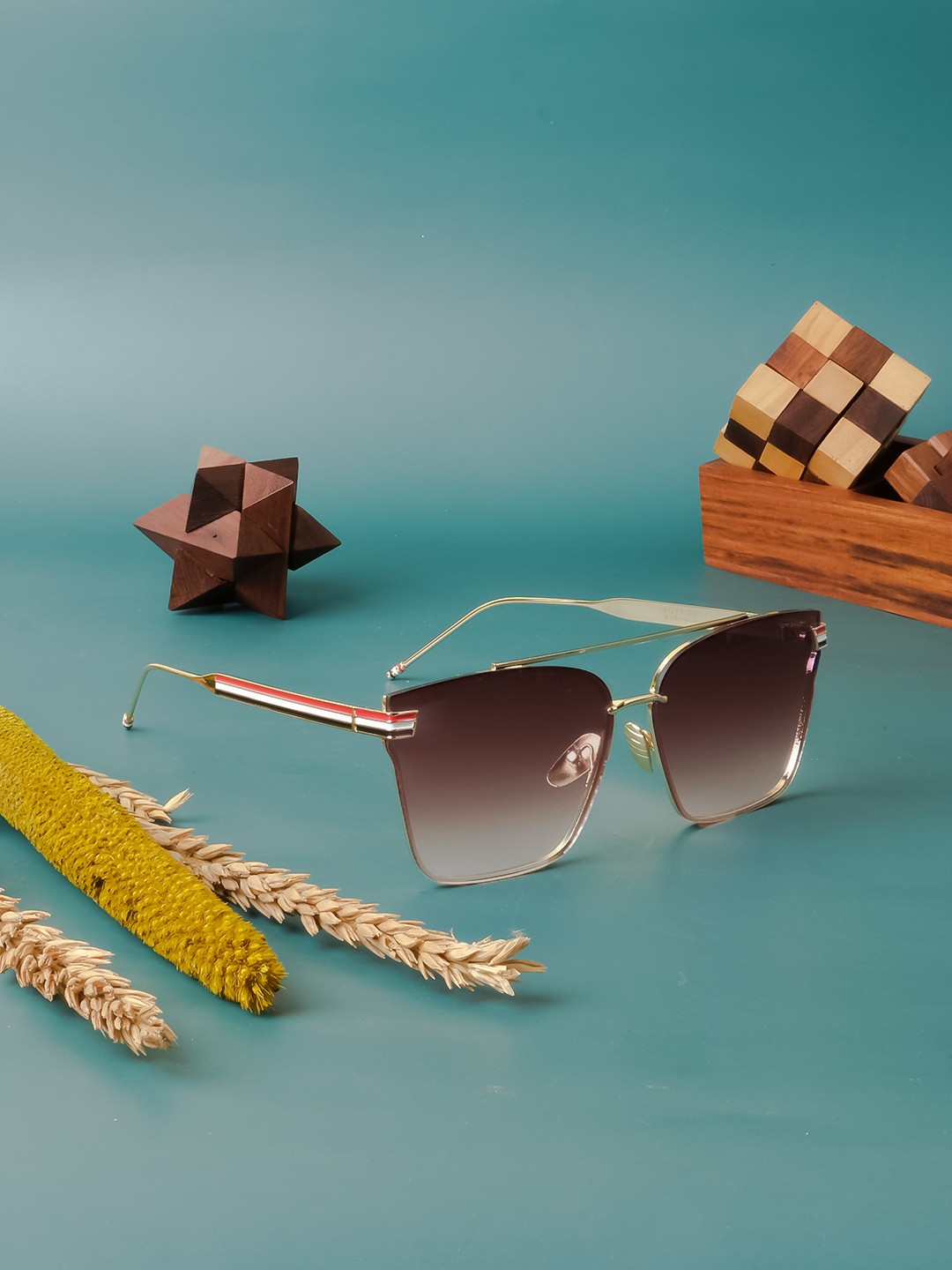 

Voyage Unisex Rectangle Sunglasses KS8072MG2827, Brown
