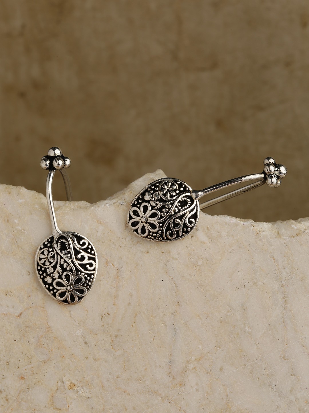 

Priyaasi Silver-Plated Oxidized Classic Bugadi Ear Cuffs