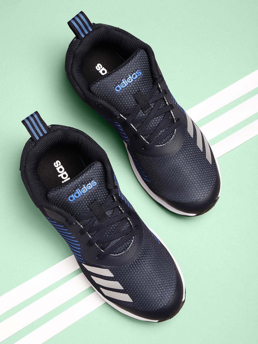 

ADIDAS Men Navy PUARO Striped Running Shoes, Navy blue
