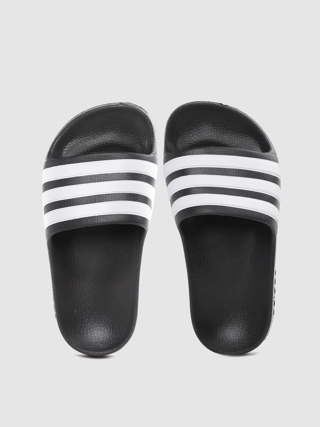 

ADIDAS Boys White & Black Adilette Aqua Striped Sliders