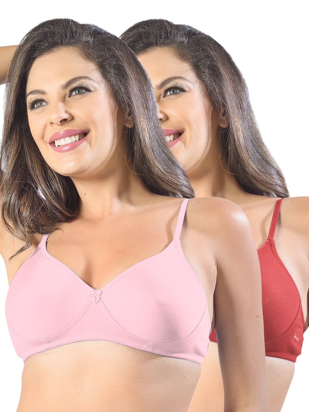 

Sonari Pack of 2 Full-Coverage T-shirt Bras smile, Pink