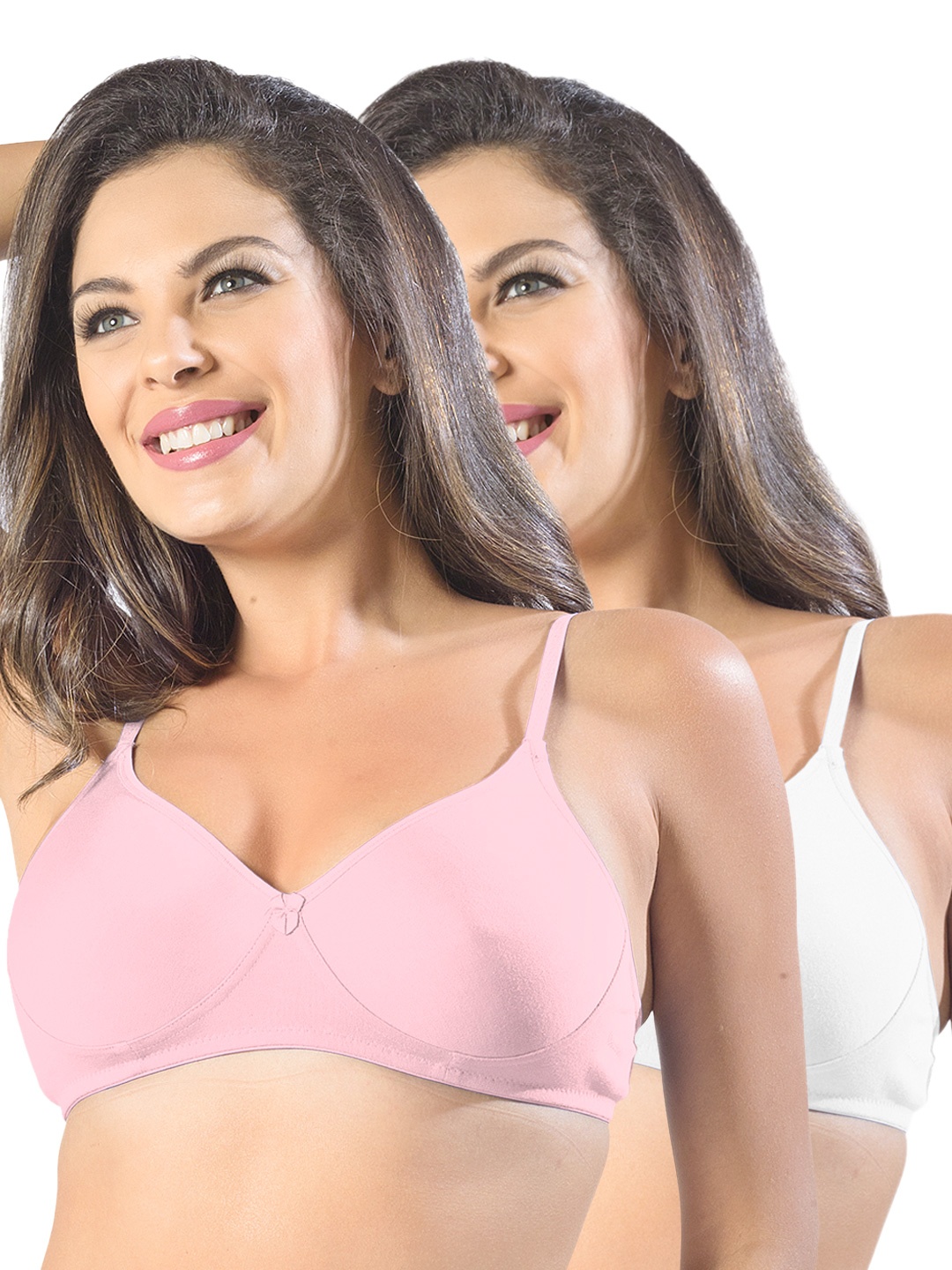 

Sonari Pack of 2 Full-Coverage T-shirt Bras smile, Pink