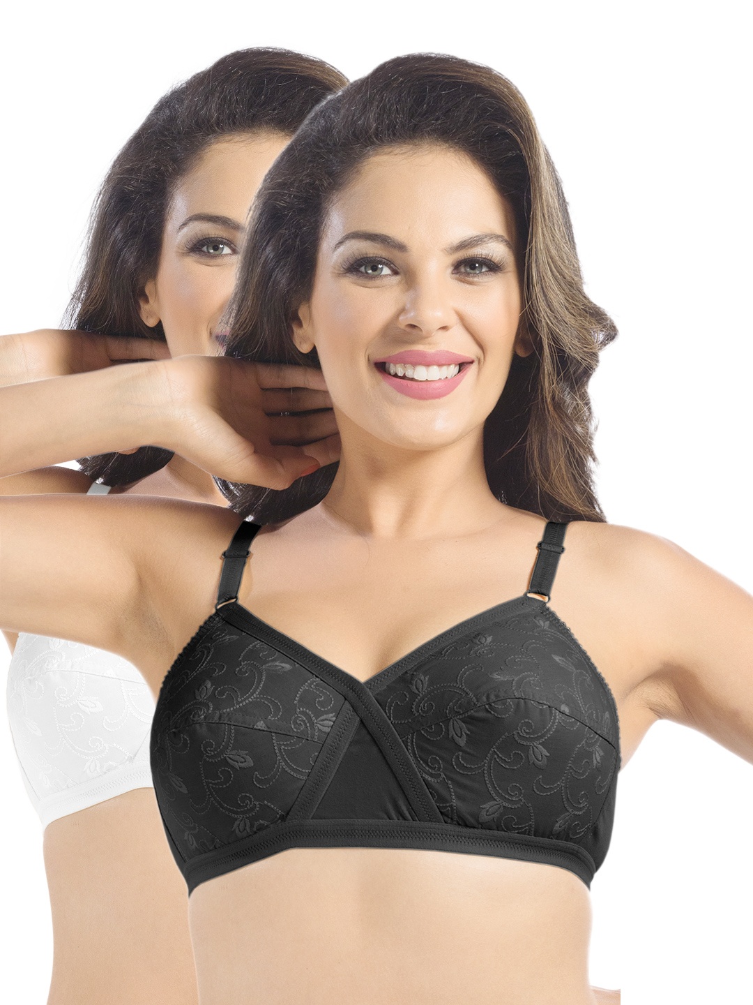 

Sonari Pack of 2 Full-Coverage Bras, Black