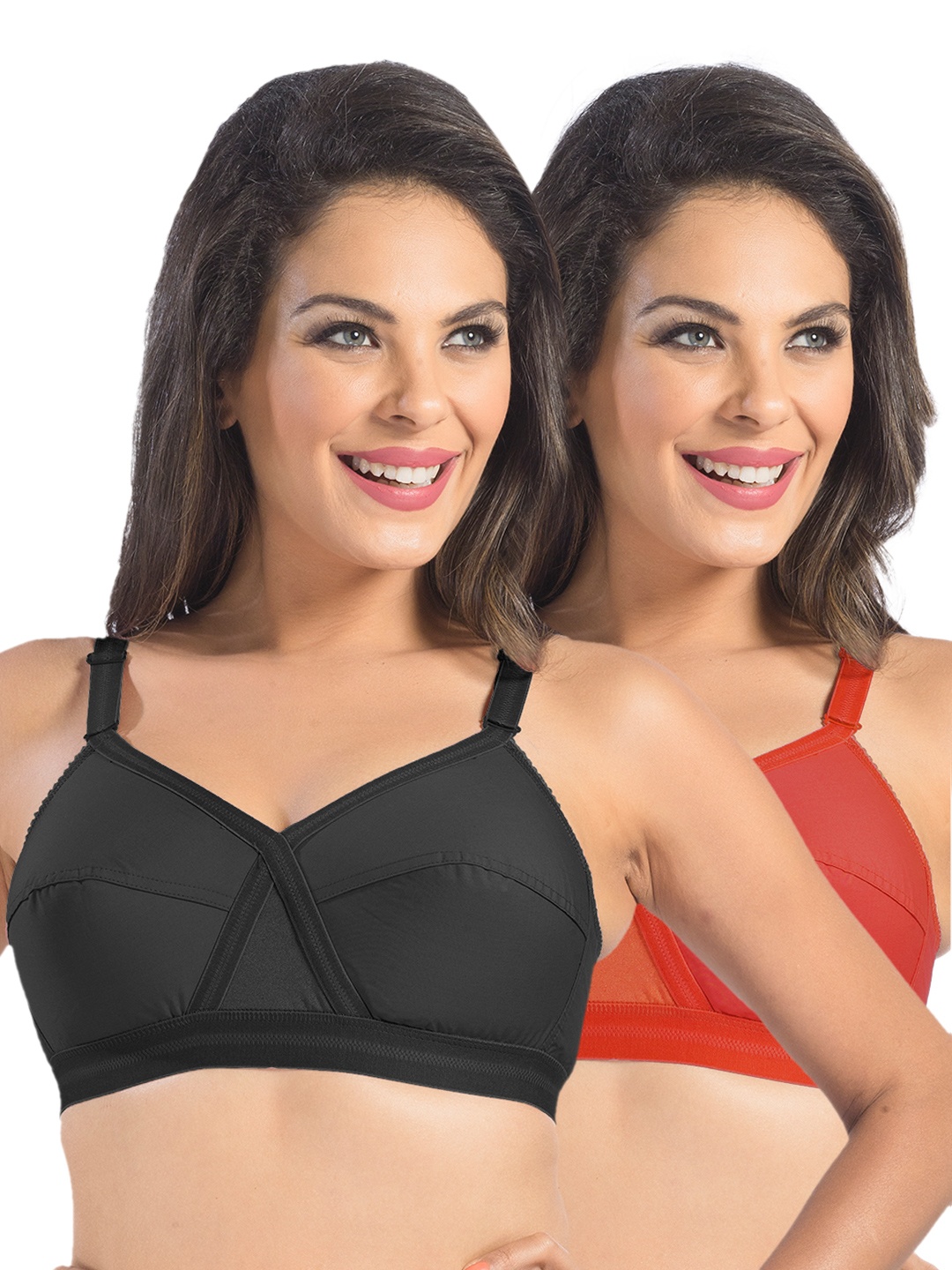 

Sonari Pack of 2 Full-Coverage Bras kirtikablackred, Black