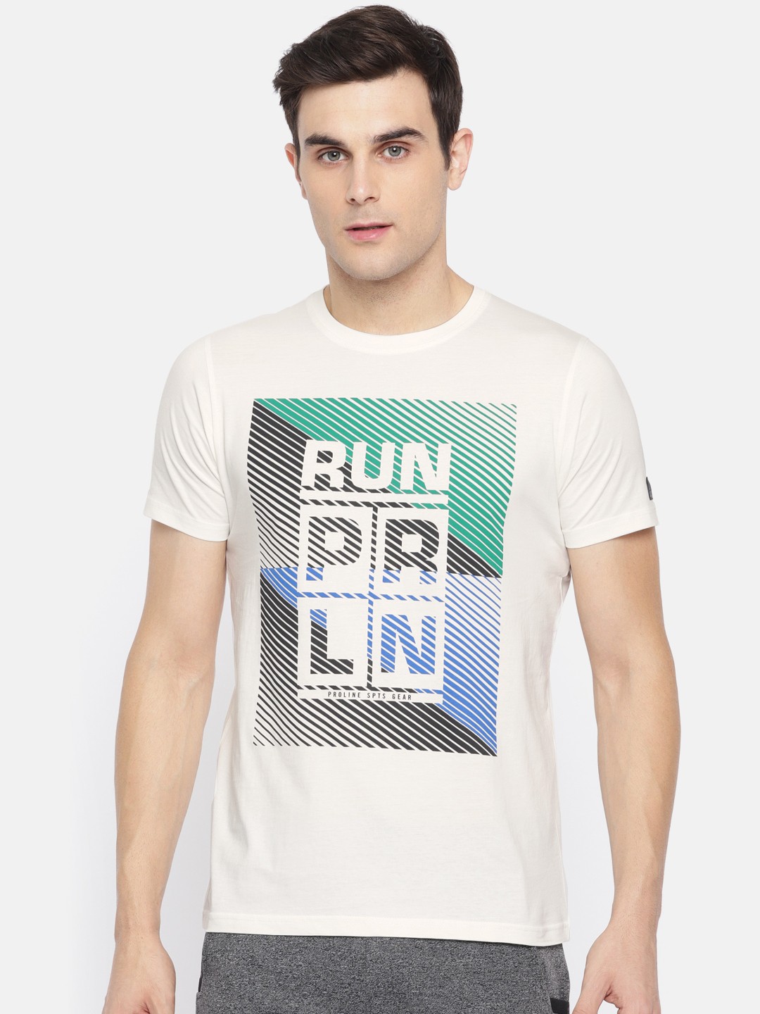 

Proline Active Men Off-White Printed Round Neck Pure Cotton T-shirt