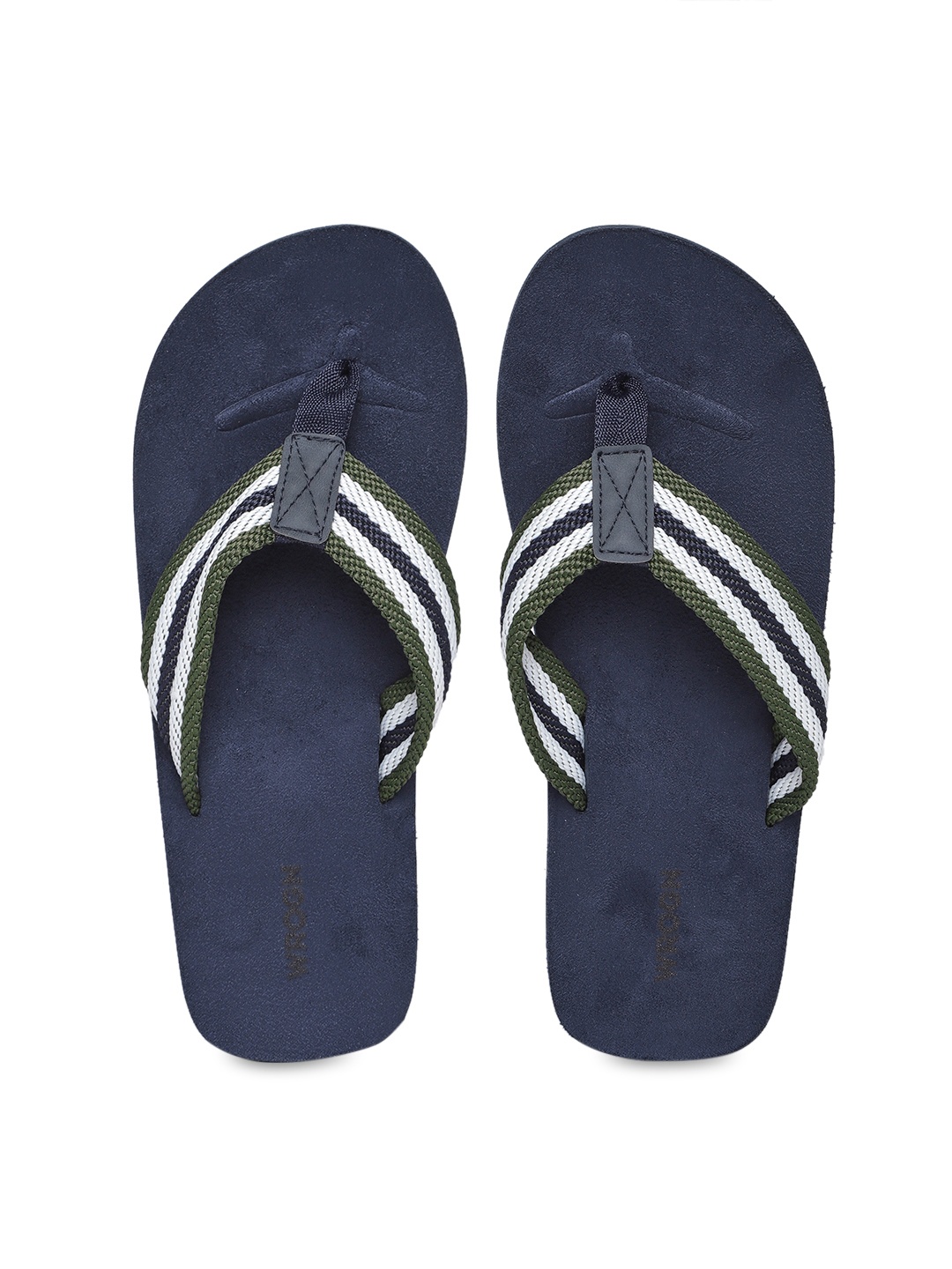 

WROGN Men Navy Blue & White Striped Thong Flip-Flops