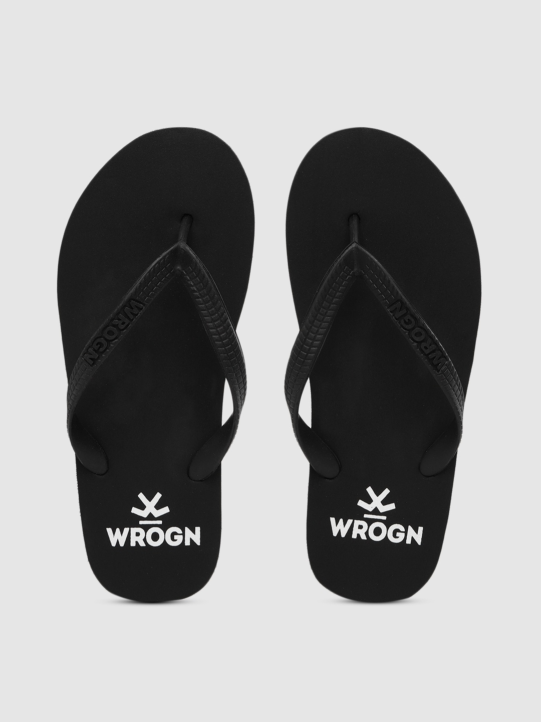 

WROGN Men Black Solid Thong Flip-Flops