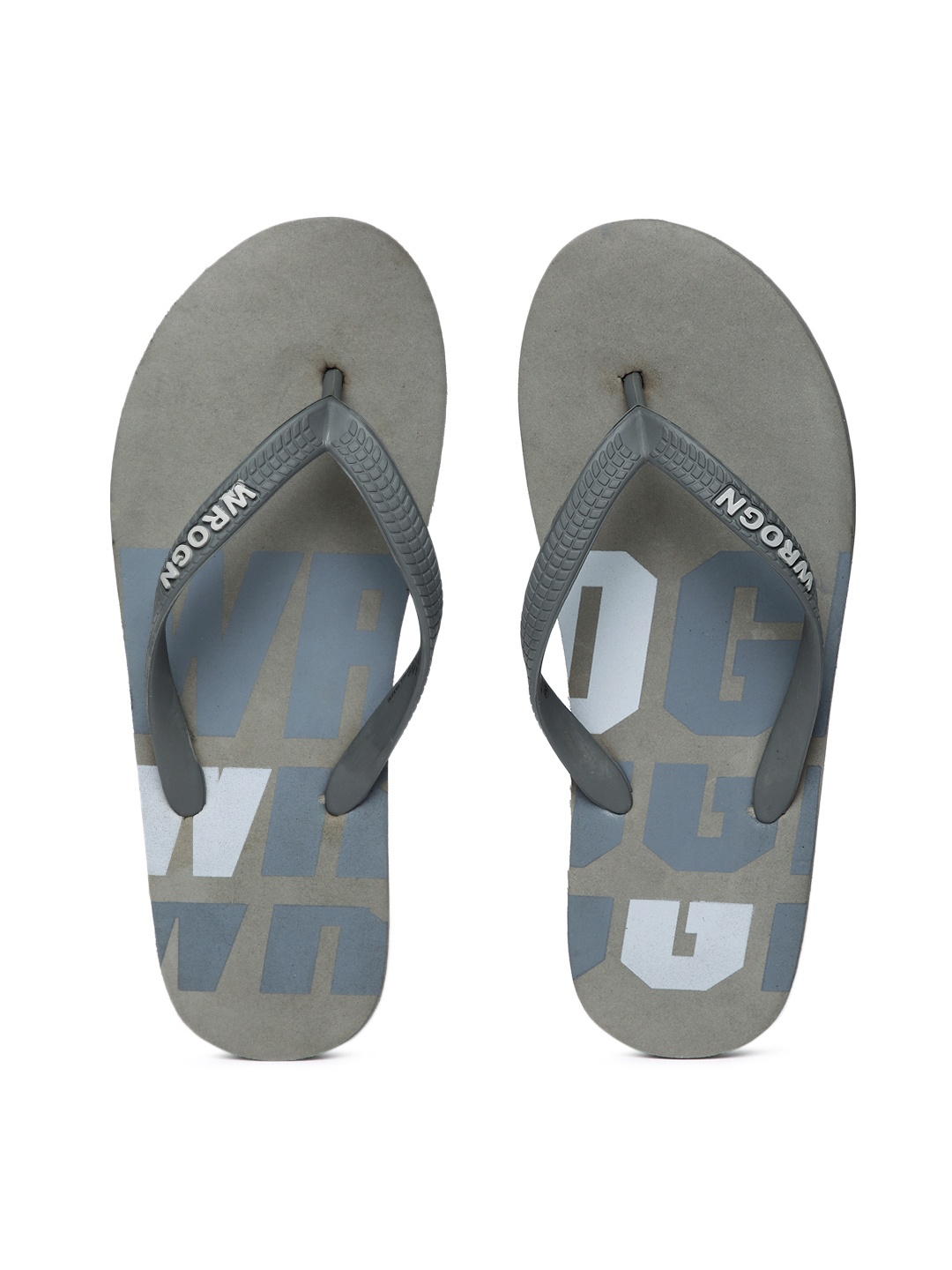 

WROGN Men Grey Printed Thong Flip-Flops