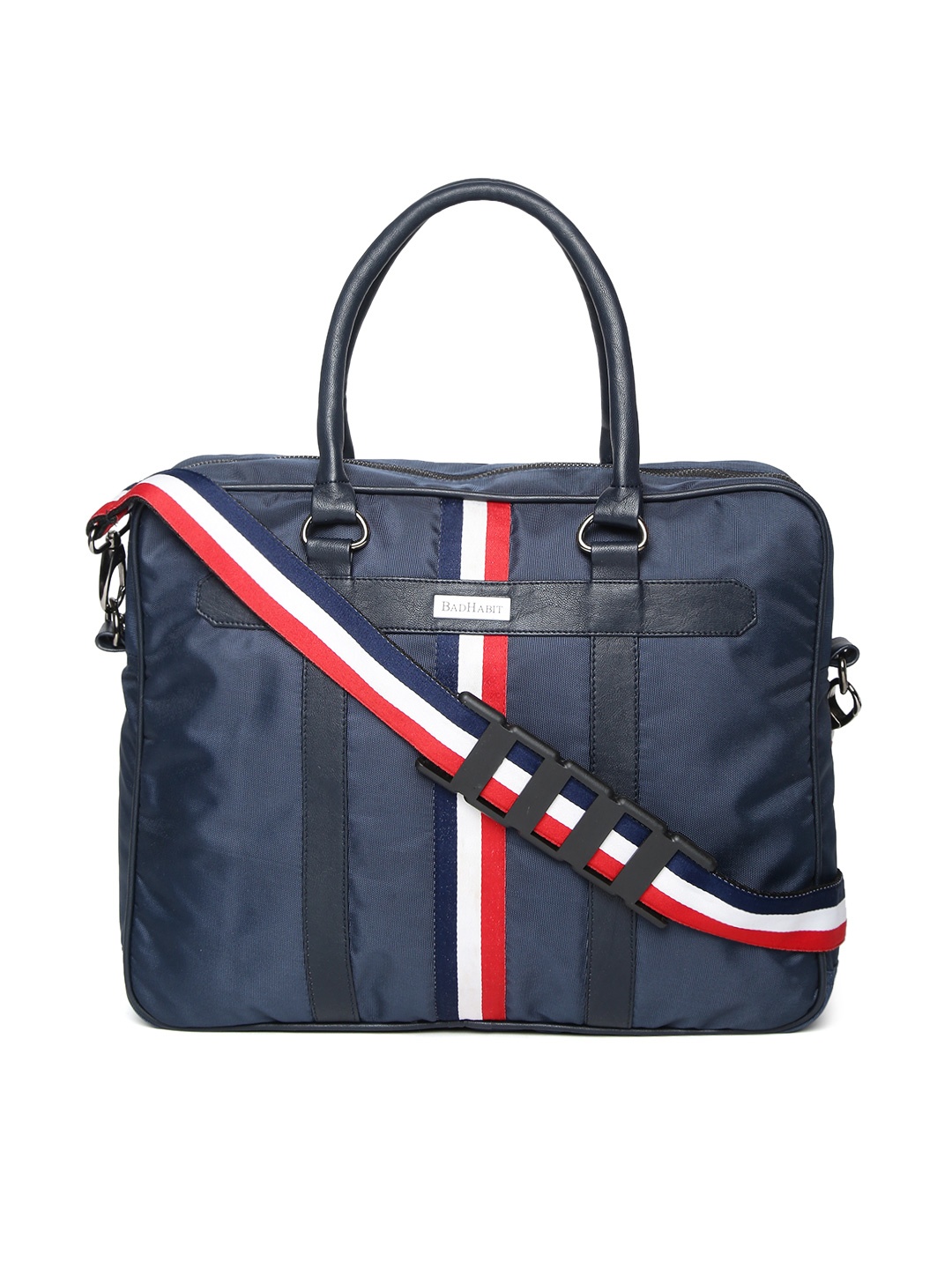 

BAD HABIT Unisex Navy & White Solid Messenger Bag, Navy blue