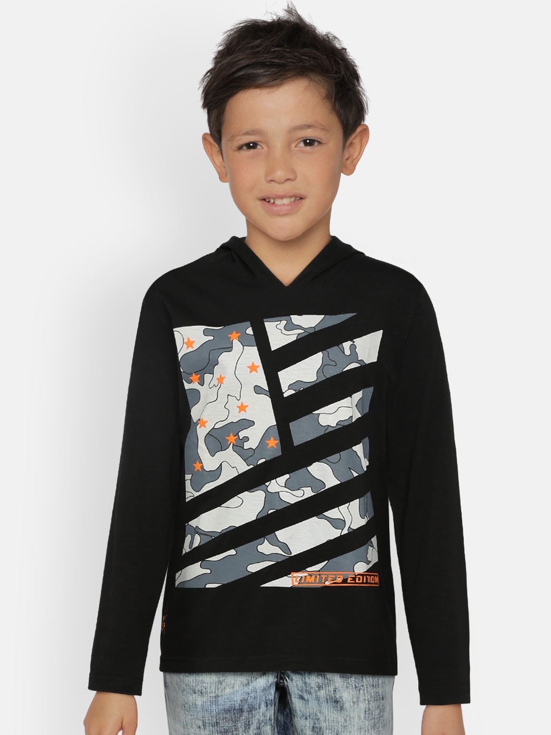 

Palm Tree Boys Black Printed Hood T-shirt
