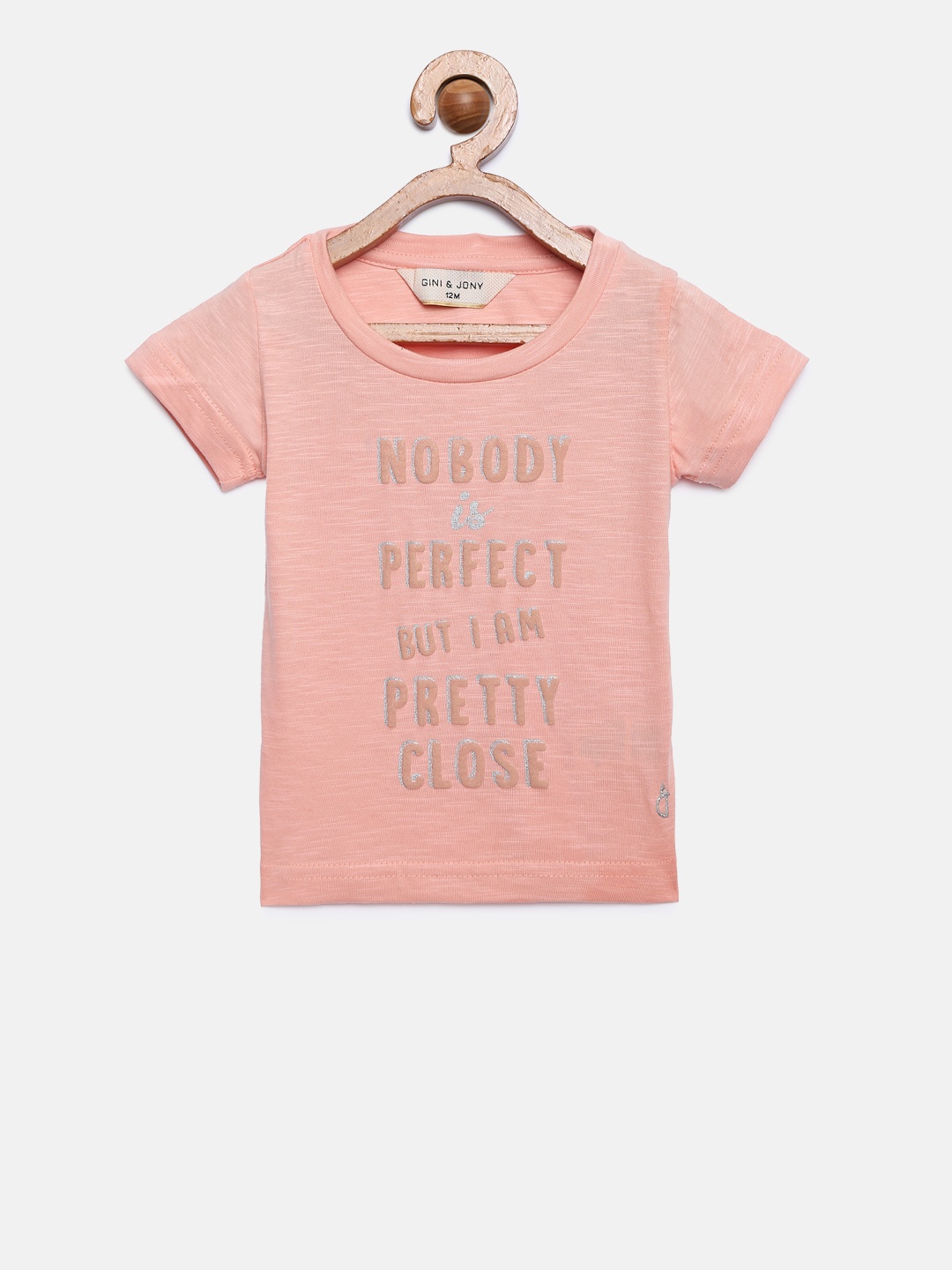 

Gini and Jony Girls Peach-Coloured Printed Top