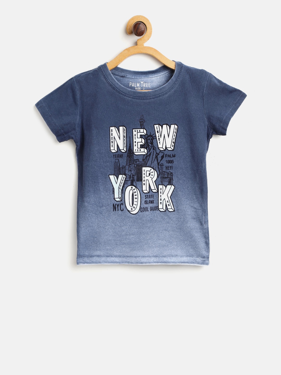 

Palm Tree Boys Blue Printed Round Neck Pure Cotton T-shirt