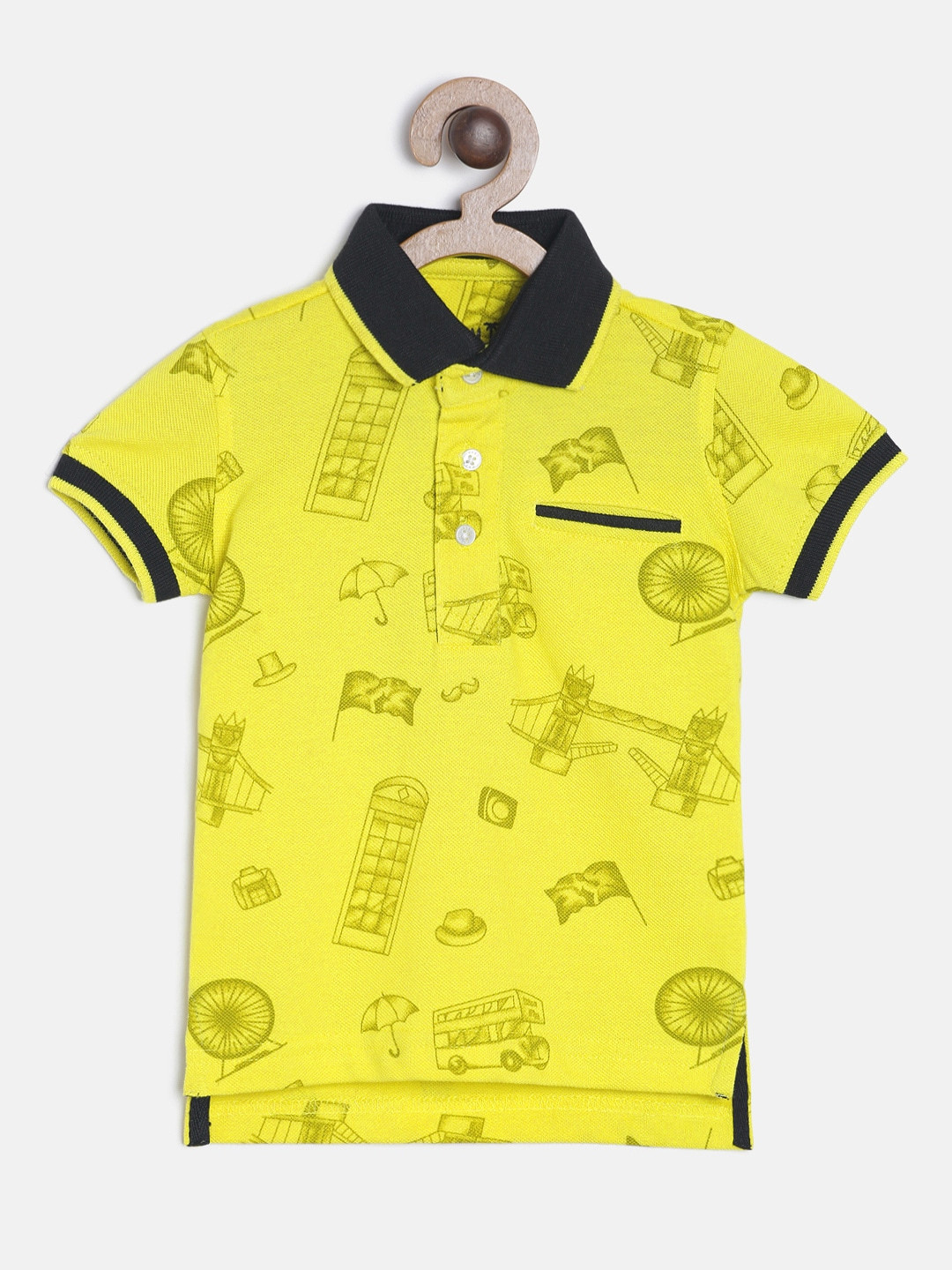 

Palm Tree Boys Yellow Printed Polo Collar T-shirt