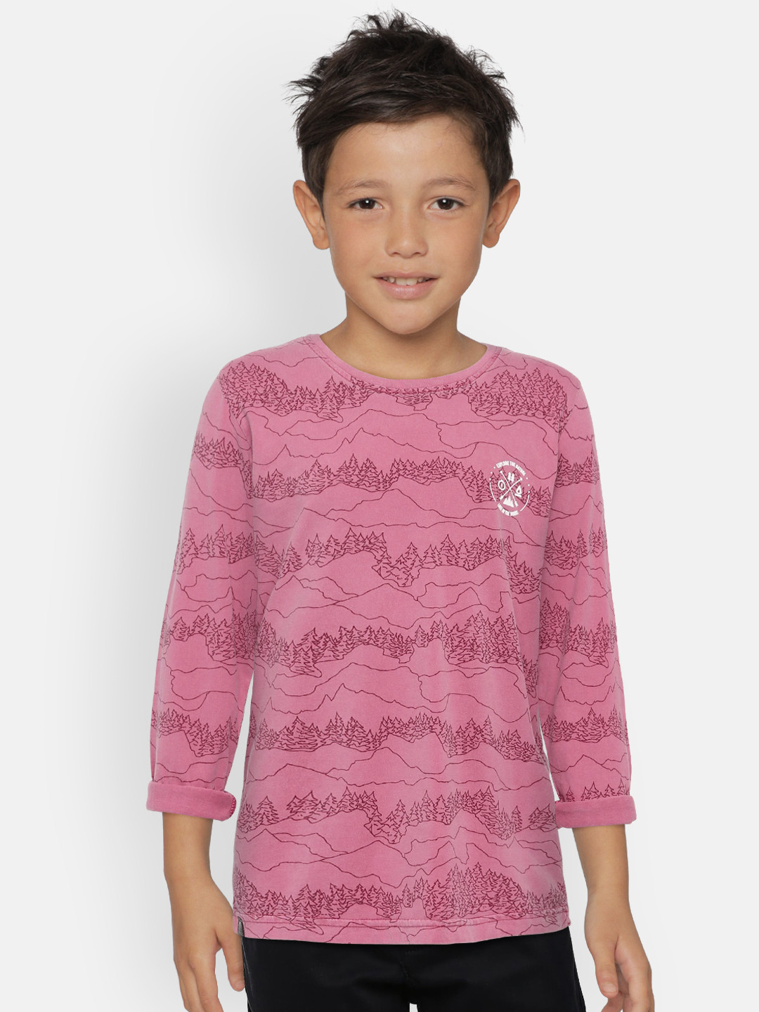 

Palm Tree Boys Pink Printed Round Neck T-shirt