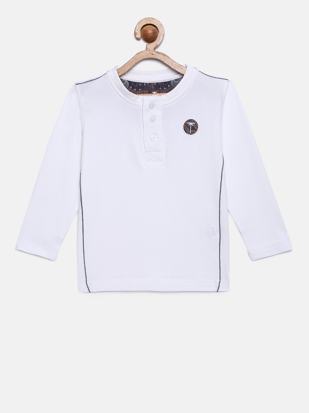 

Palm Tree Boys White Solid Henley Neck T-shirt