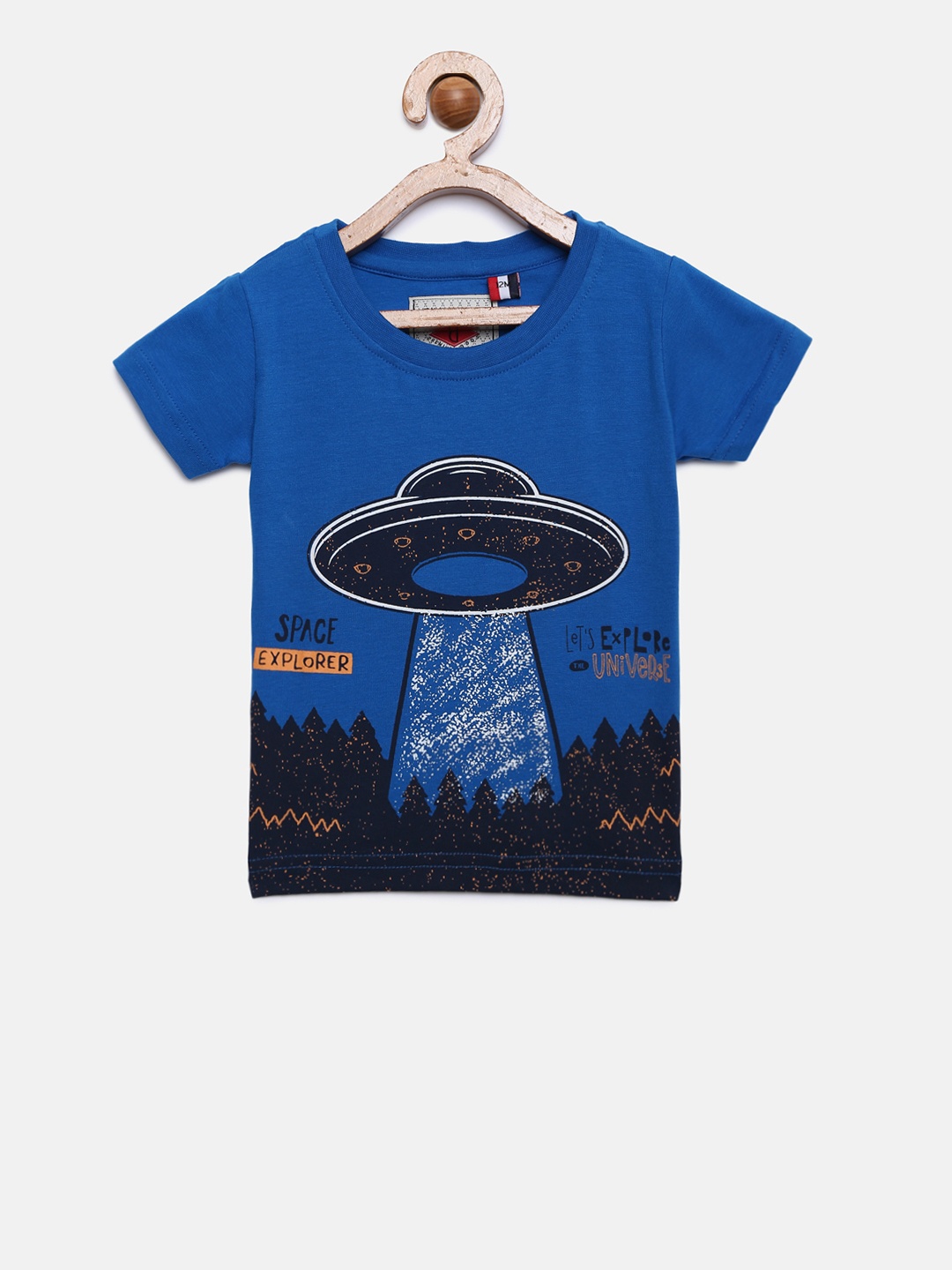 

Gini and Jony Boys Blue Printed Round Neck T-shirt