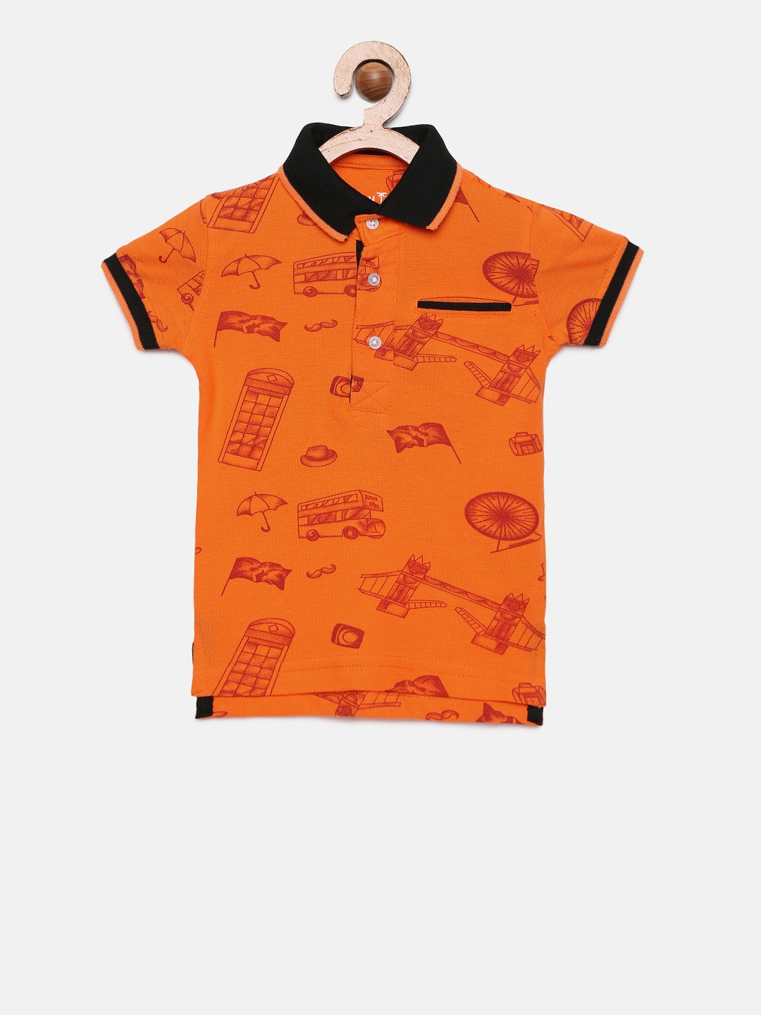 

Palm Tree Boys Orange Printed T-shirt