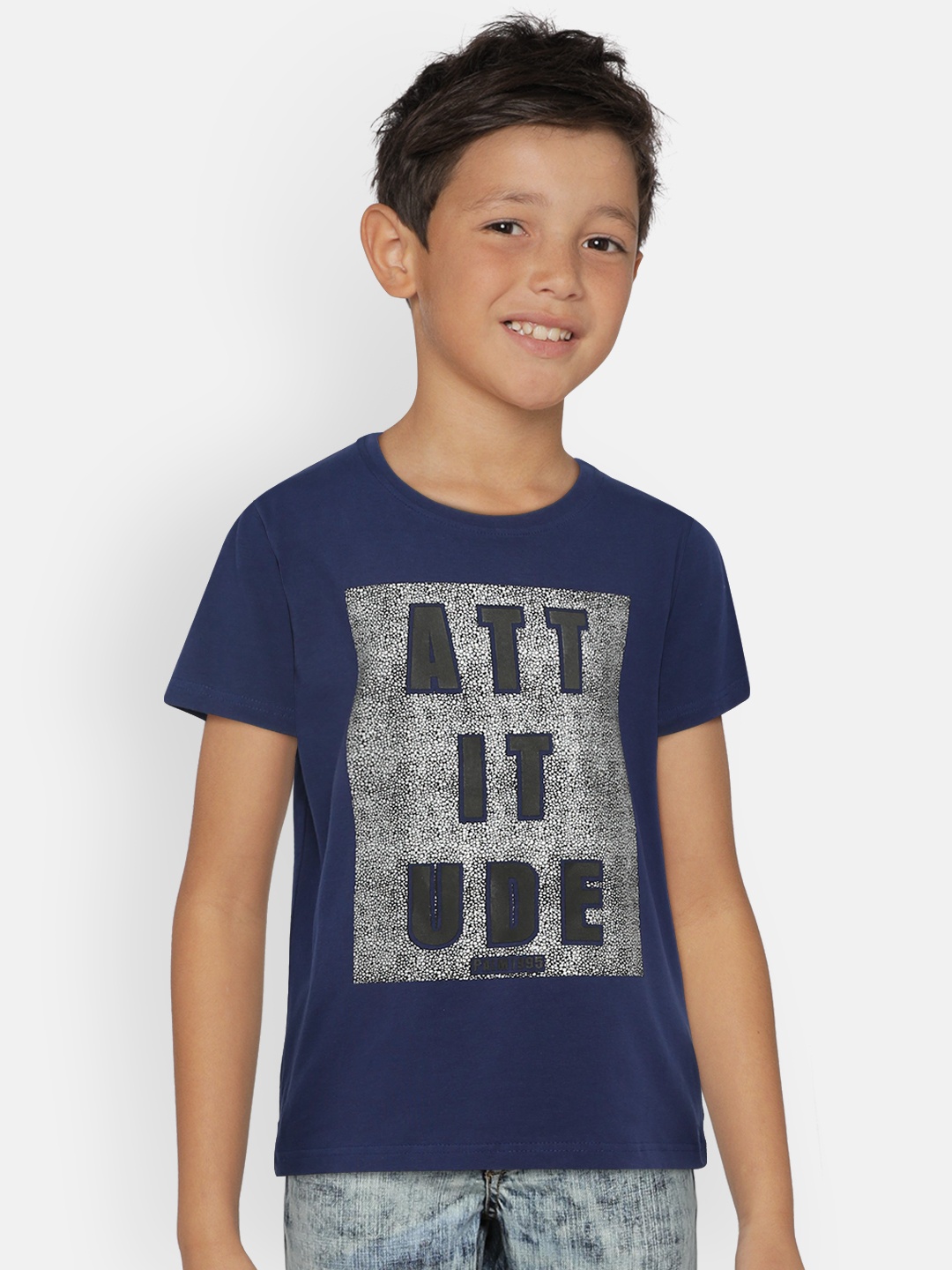 

Palm Tree Boys Navy Blue Printed Round Neck T-shirt