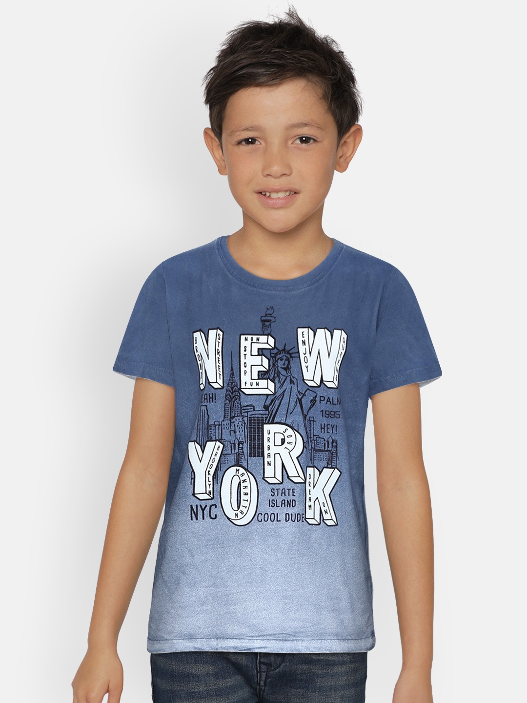 

Palm Tree Boys Blue Printed Round Neck T-shirt