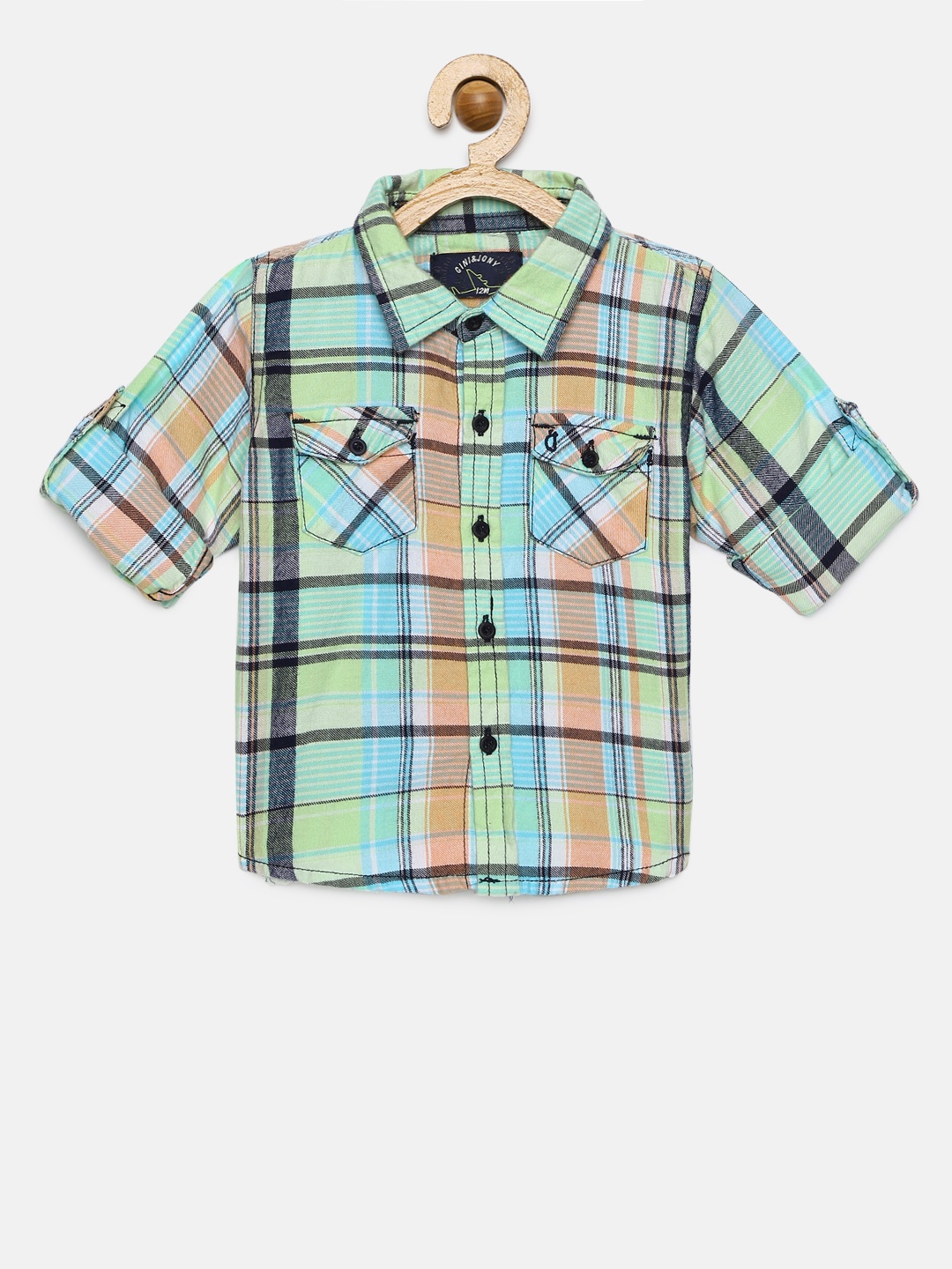 

Gini and Jony Boys Green Regular Fit Checked Casual Shirt