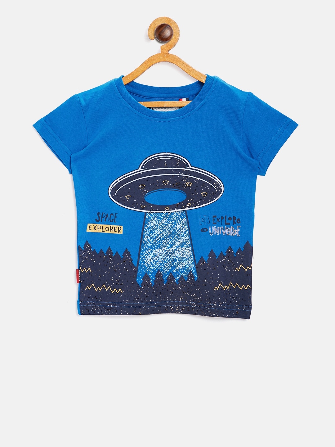 

Gini and Jony Boys Blue Printed Round Neck T-shirt