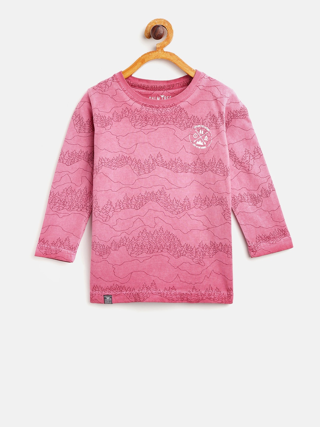 

Palm Tree Boys Pink Printed Round Neck Pure Cotton T-shirt